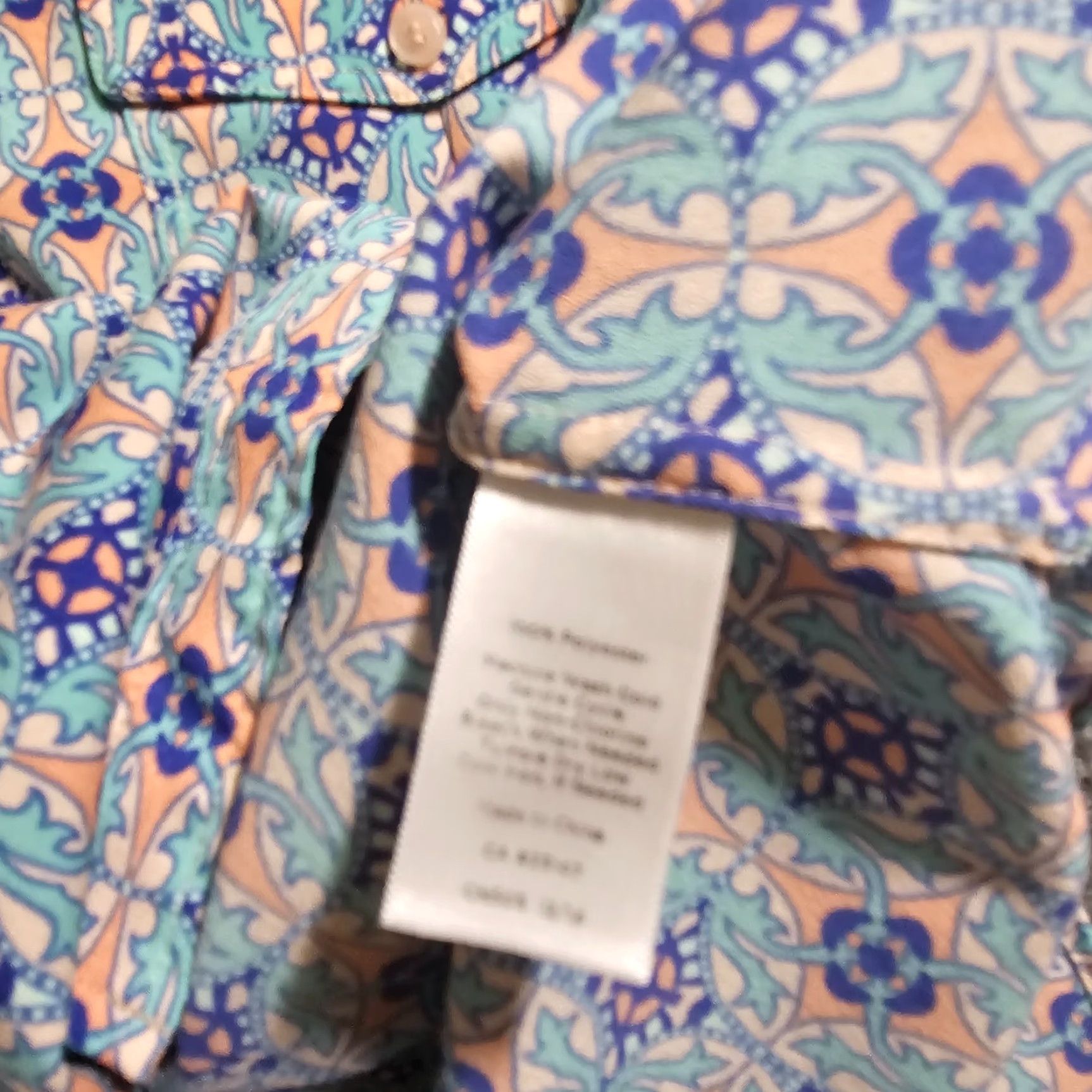 Talbots Talbots Top Shirt Womens Large Blue Geometric Long Sleeve Button Casual Career Size L / US 10 / IT 46 - 7 Thumbnail