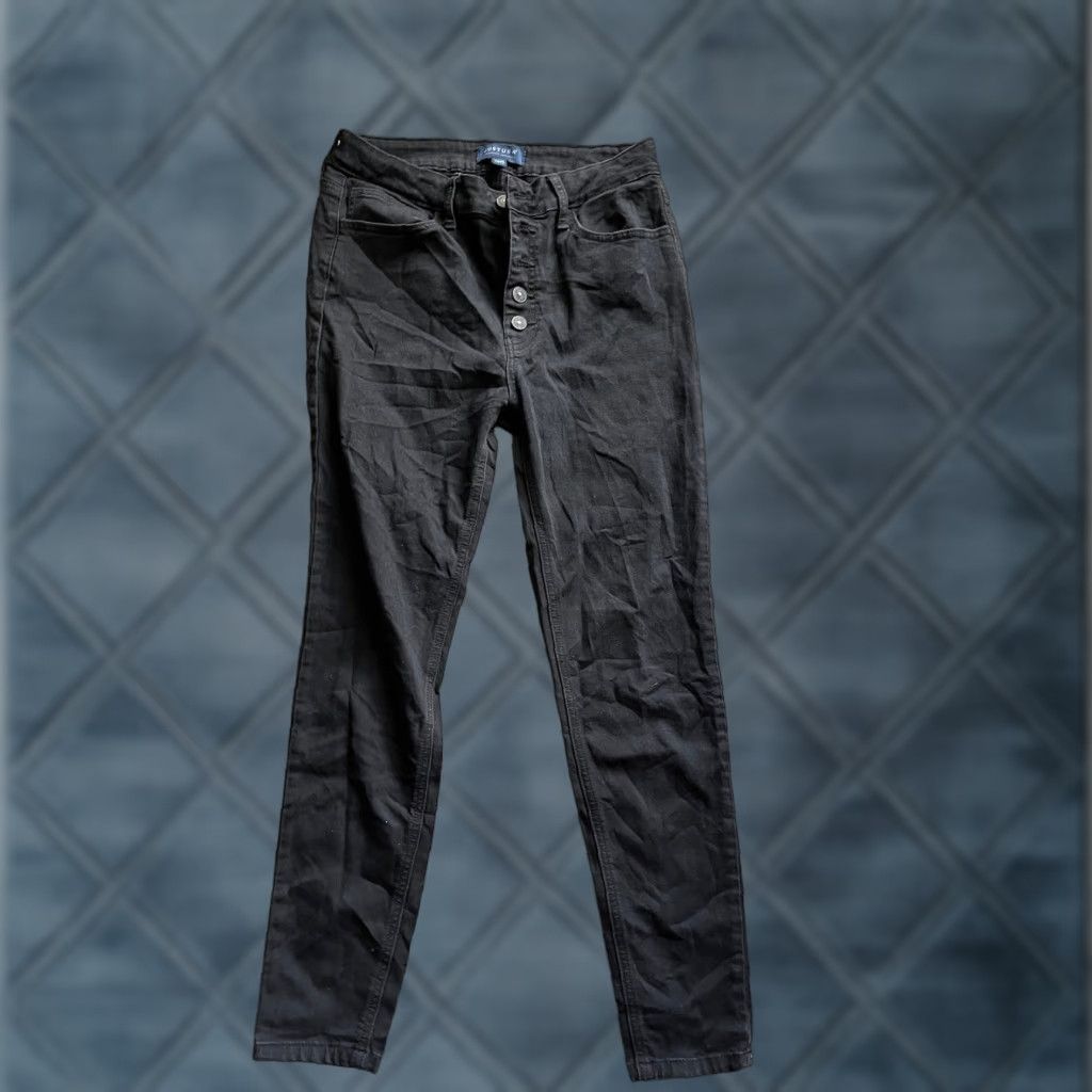 Denime JUST BLACK Jeans Woman Slim Ankle 29 x 27 Black Denim Button Fly USA 5-Pocket Size 29" - 1 Thumbnail