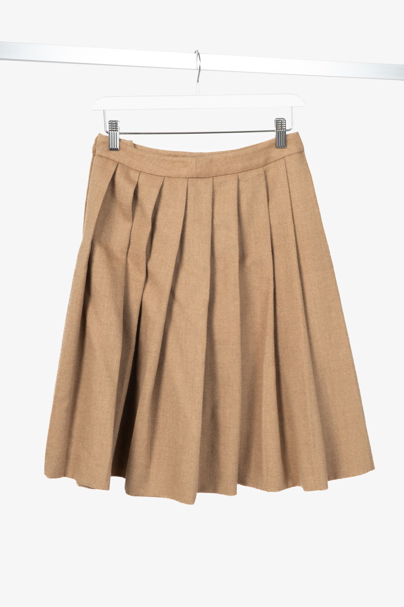Miu Miu Miu Miu AW07 Runway Tan Wool & Camel Pleated Skirt Size 25" / US 0 / IT 36 - 1 Thumbnail