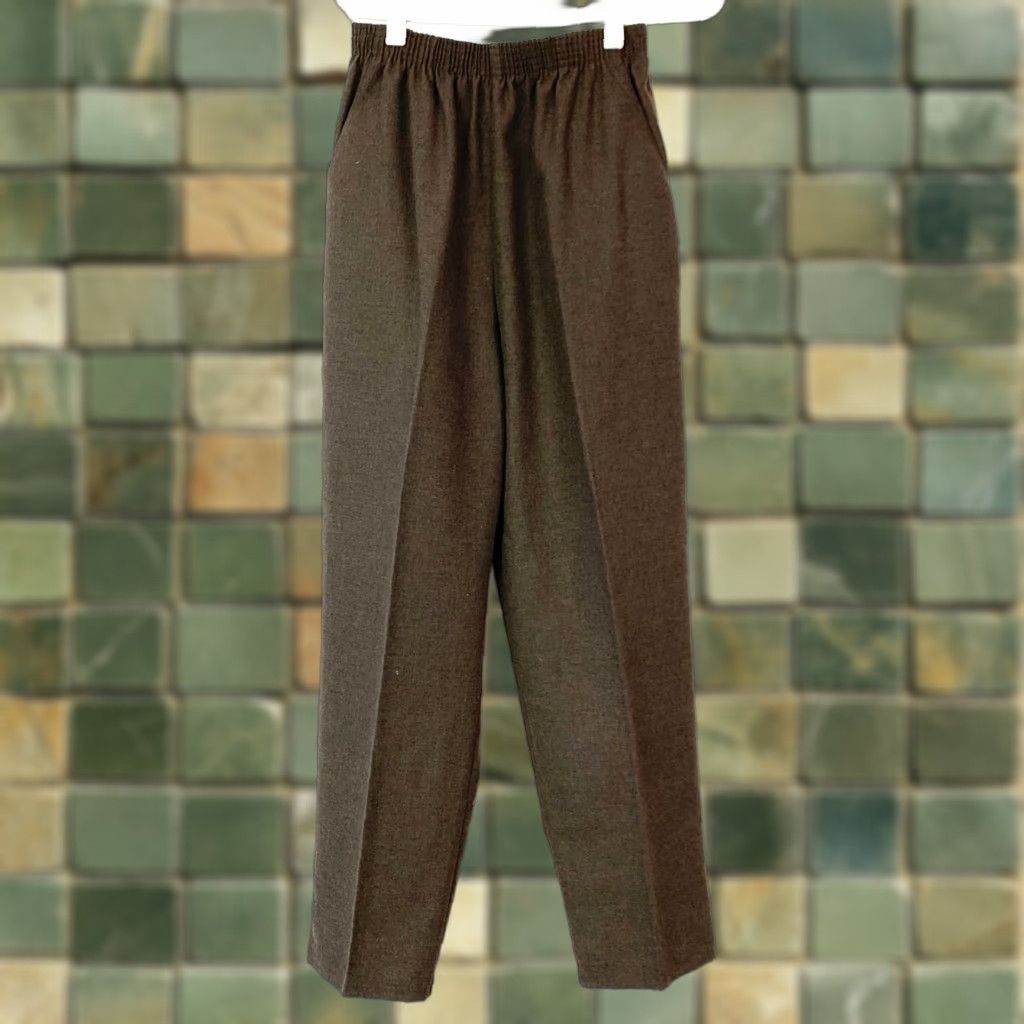 Vintage VINTAGE Briggs Brown Polyester Trousers Pants Womens 8 Inseam 27 Elastic Waist 1980s Size 30" / US 8 / IT 44 - 1 Thumbnail