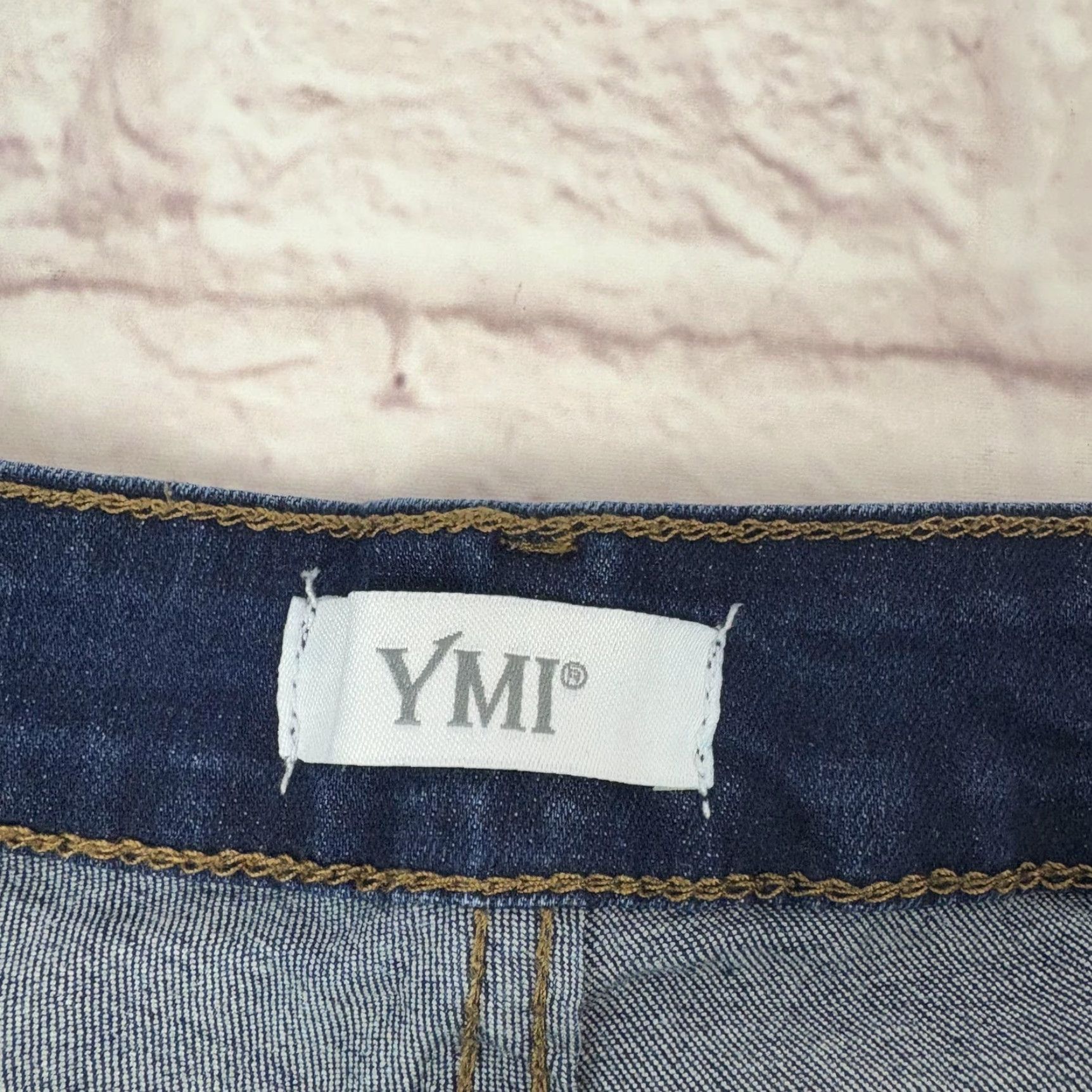 Vintage YMI Jeans Womens Flared Jeans Distressed Knees Raw Hem 13/31 Inseam 33 Blue Denim Stretch Size 34" / US 12 / IT 48 - 6 Thumbnail