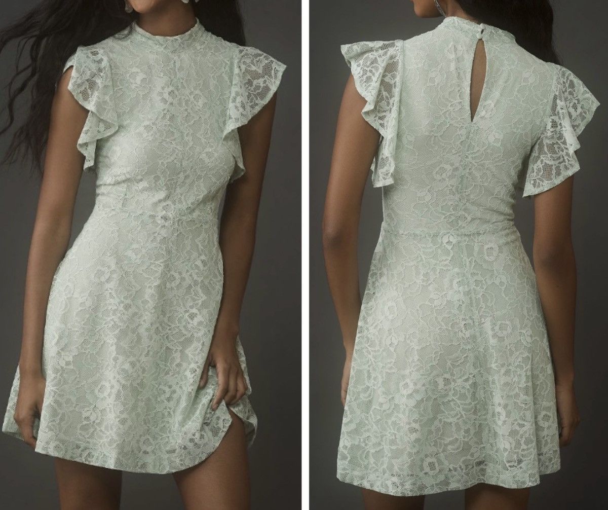 Anthropologie Maeve Mock-Neck Lace Mini Dress, Size L