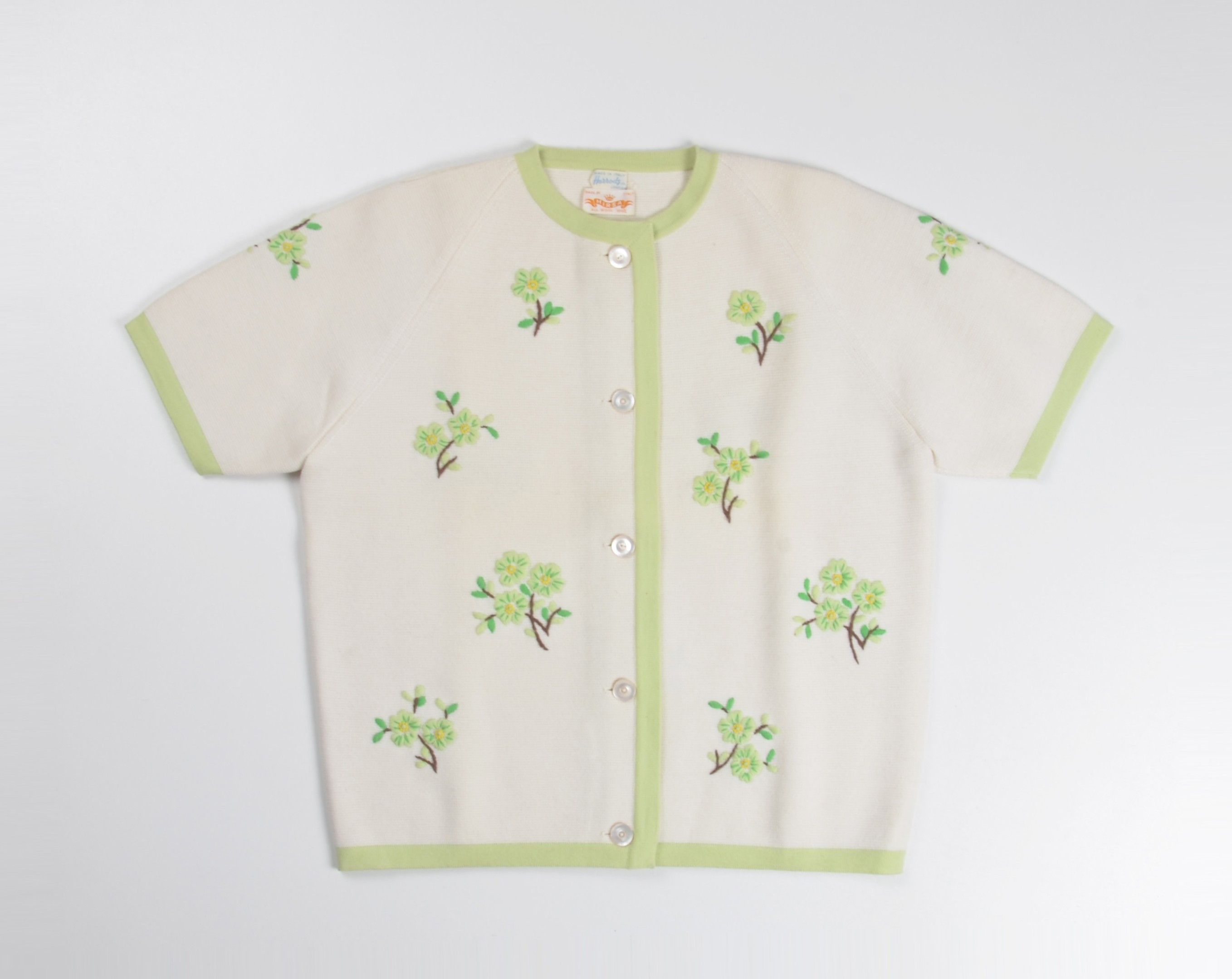 Harrods Vintage 80's Mirsa Harrods Wool Floral Embroidered Cardigan Size M / US 6-8 / IT 42-44 - 4 Thumbnail