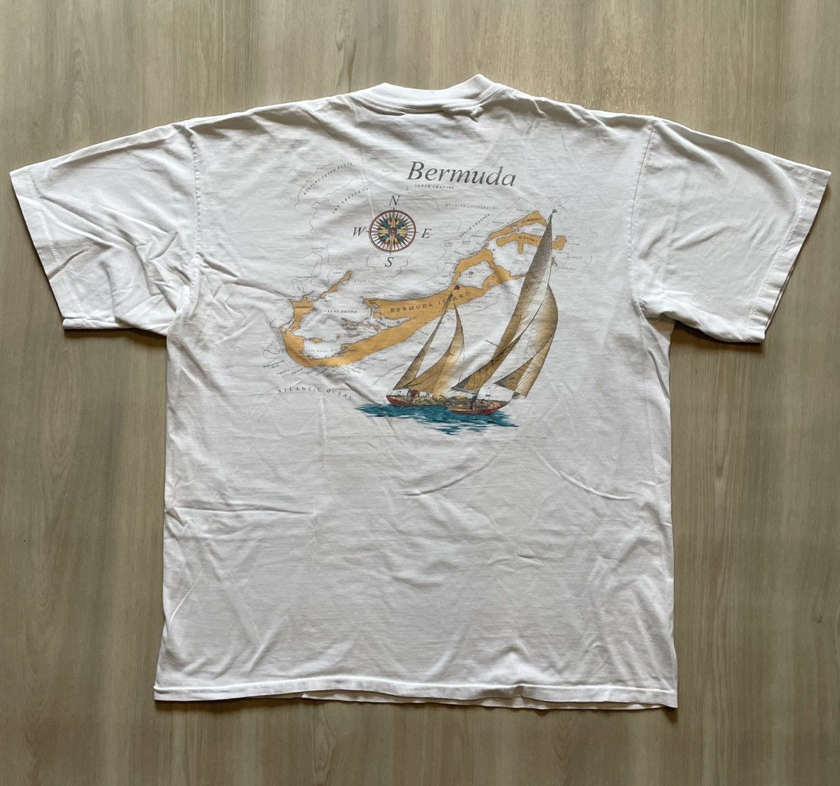 Vintage VTG 90s Sailboat Bermuda Compass Tee Sz XL Size US XL / EU 56 / 4 - 2 Thumbnail