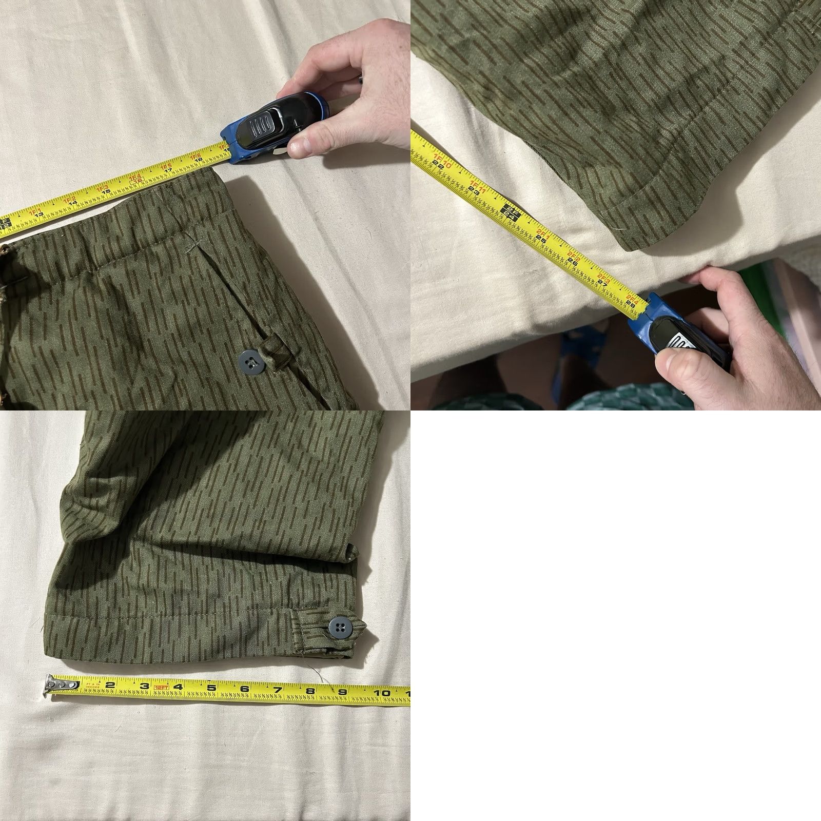 Rains VINTAGE German Military Rain Drop Camo Insulated Pants With Suspenders Large L Green Cargo Men Size US 33 - 8 Thumbnail