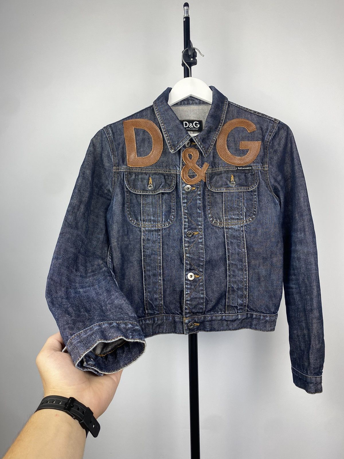 Designer × Dolce & Gabbana 🔥 Archive Big Leather logo D&G Dolce&Gabbana denim jacket Size S / US 4 / IT 40 - 3 Thumbnail