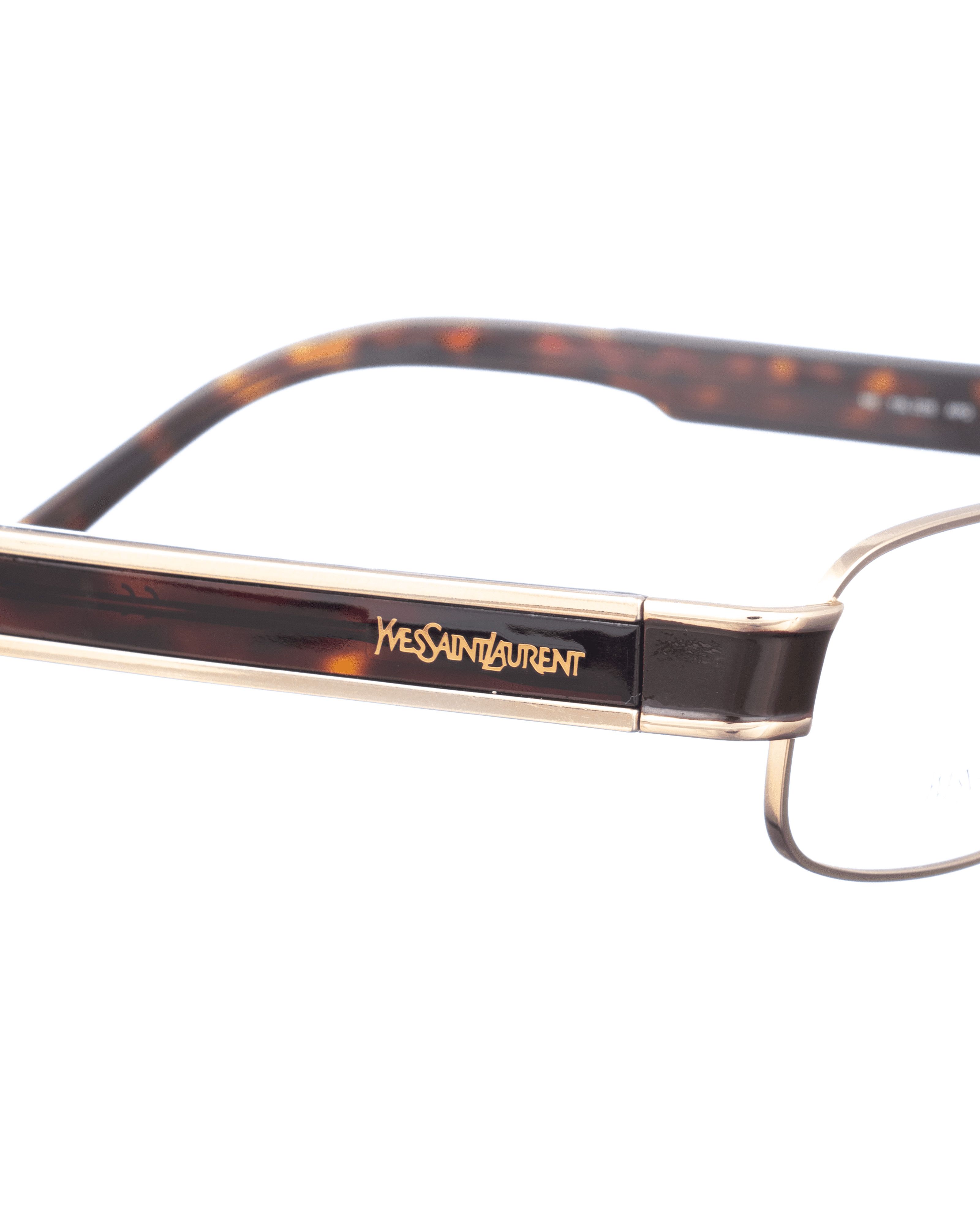 Yves Saint Laurent Yves Saint Laurent Havana Glasses with Gold Details & Logo Size ONE SIZE - 2 Thumbnail
