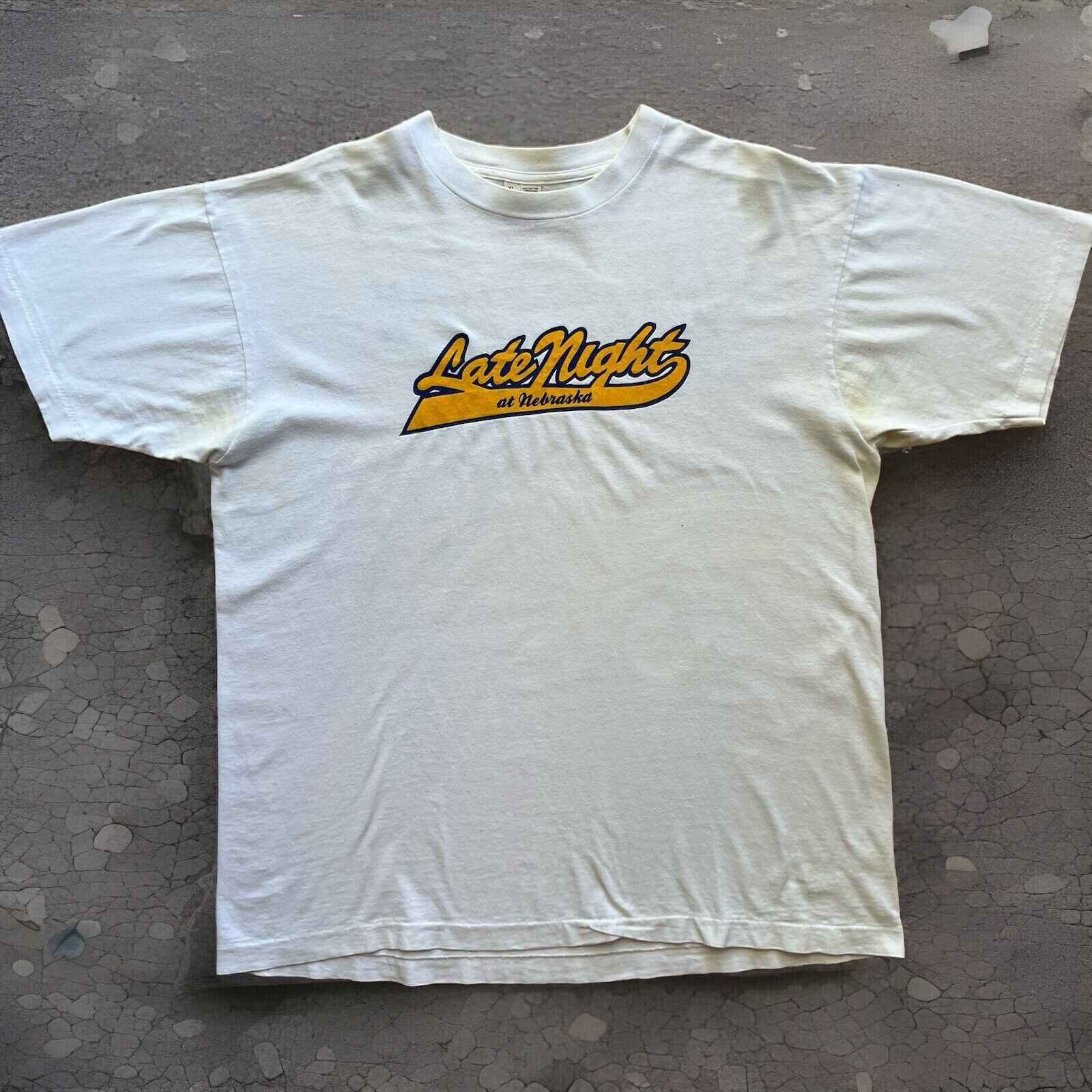 Vintage Vintage Late Night at Nebraska Shirt XL White 90s University Size US XL / EU 56 / 4 - 1 Thumbnail
