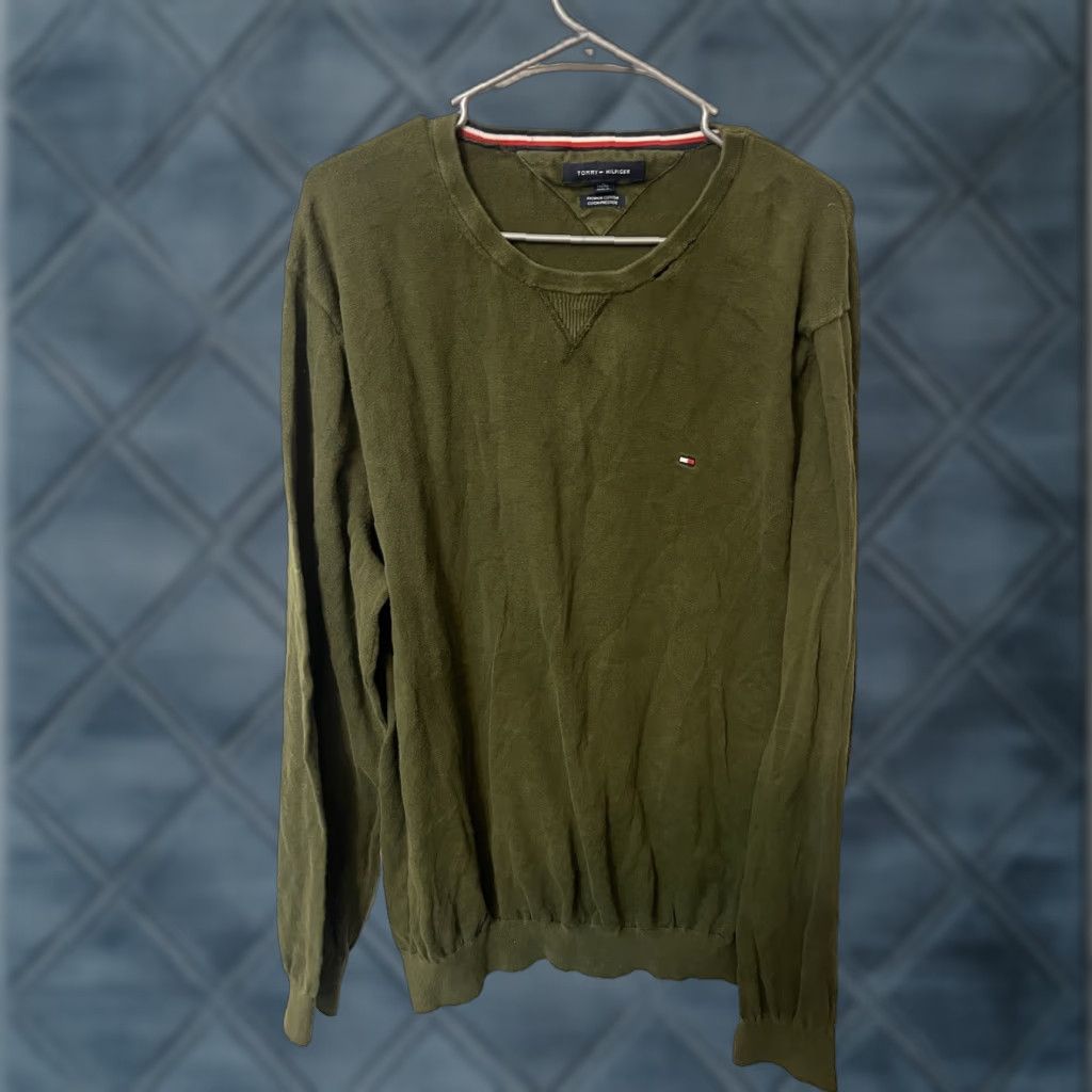 Tommy Hilfiger Tommy Hilfiger Pullover Sweater Mens XL Green Crew Neck Premium Cotton Size US XL / EU 56 / 4 - 1 Thumbnail