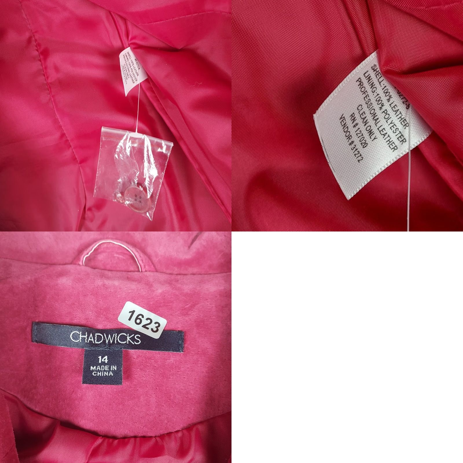 Vintage VINTAGE Chadwicks Womens Blazer Jacket 14 Pink Berry Suede Leather Mid-Length Button Casual Business Womens Classic 90s Size XL / US 12-14 / IT 48-50 - 8 Thumbnail