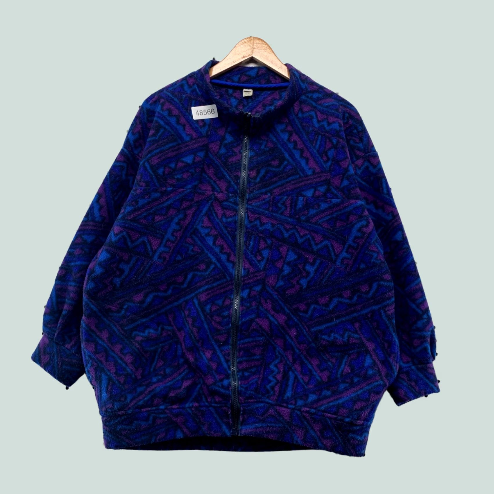 Vintage VINTAGE Aztec Fleece Jacket Mens XL Blue Purple Geometric Abstract 90s USA Size US XL / EU 56 / 4 - 1 Thumbnail