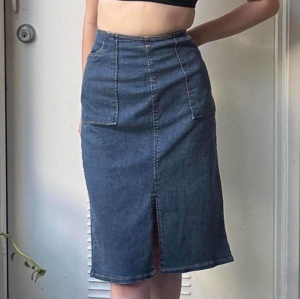 WhoWhat WHO WHAT WEAR DENIM MIDI SKIRT Size 28" / US 6 / IT 42 - 4 Thumbnail
