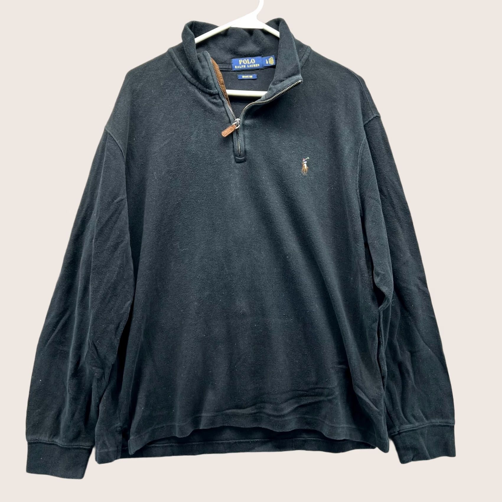 Ralph Lauren VINTAGE Ralph Lauren Pullover Men Large Black Quarter Zip Pony Estate Sweatshirt Size US L / EU 52-54 / 3 - 1 Thumbnail