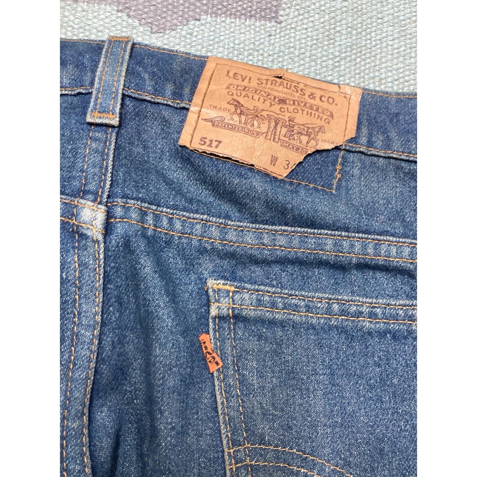 Levi's VINTAGE Levi’s 517 Jeans Dark Wash Denim Bootcut Orange Tab 34x28 Mens Size US 34 / EU 50 - 4 Thumbnail