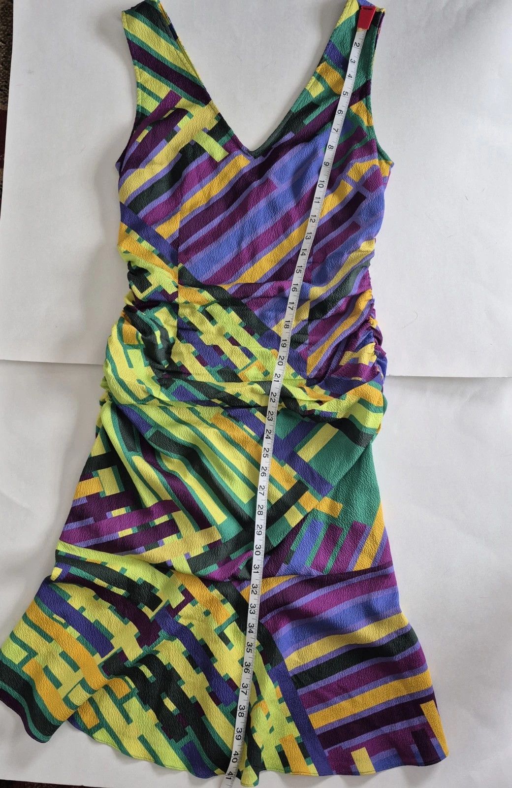 Vacation Tracy Reese Party Dress Silk Bold Multicolor Abstract Ruched Size S / US 4 / IT 40 - 12 Thumbnail