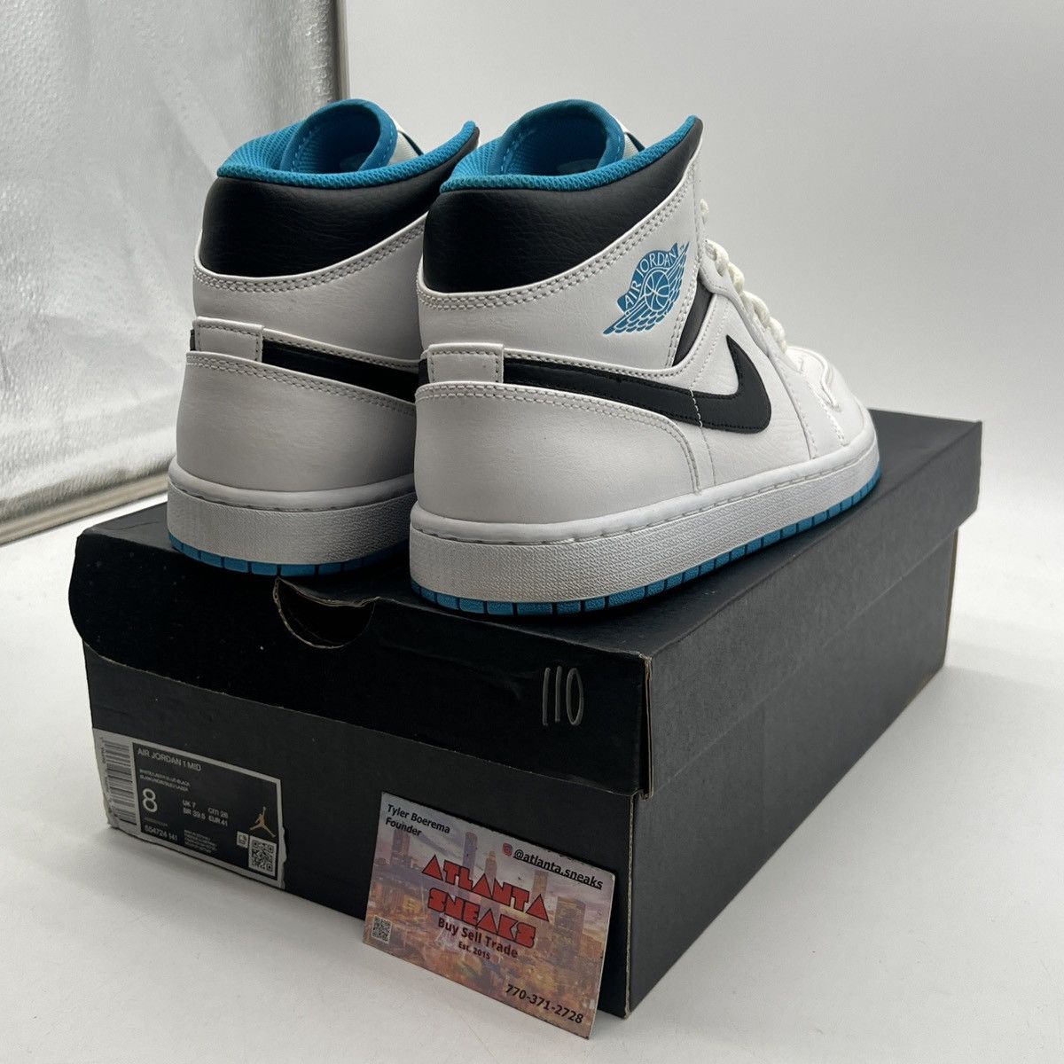 Nike Air Jordan 1 mid laser blue Size US 8 / EU 41 - 5 Thumbnail