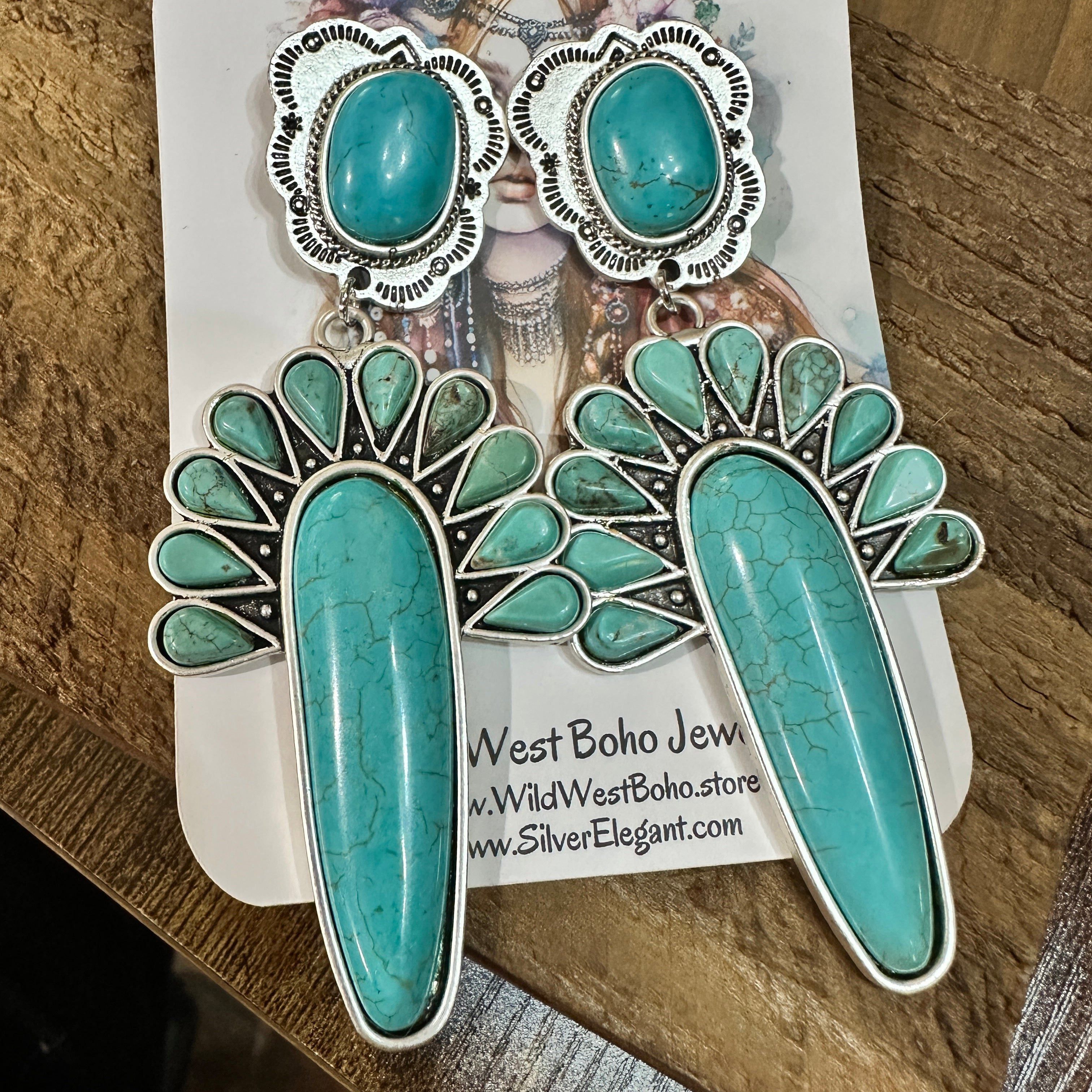 Other Navajo Turquoise Post Earrings, Big Bold Style, Boho Southwe Size ONE SIZE - 8 Thumbnail