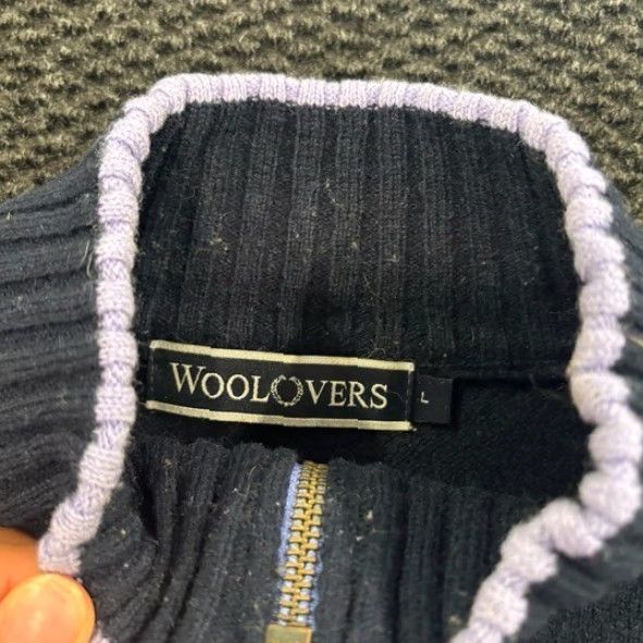 Vintage Woolovers Navy Blue Pure New Wool Quarter Zip Women's Sweater Size L Size L / US 10 / IT 46 - 3 Thumbnail