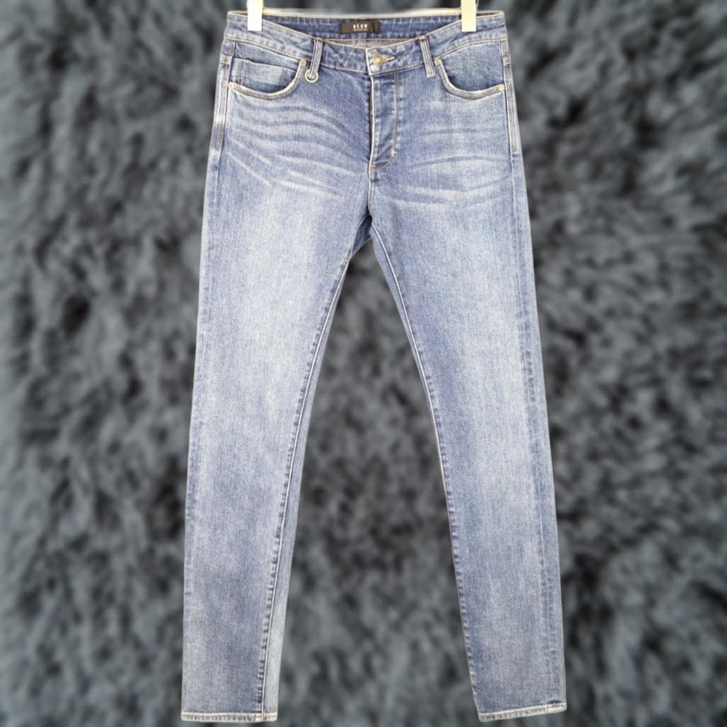 Vintage Neuw Helt Skinny Jeans Men's W33/L34 Fade Effect Whiskers Button Fly Blue Size US 33 - 1 Thumbnail