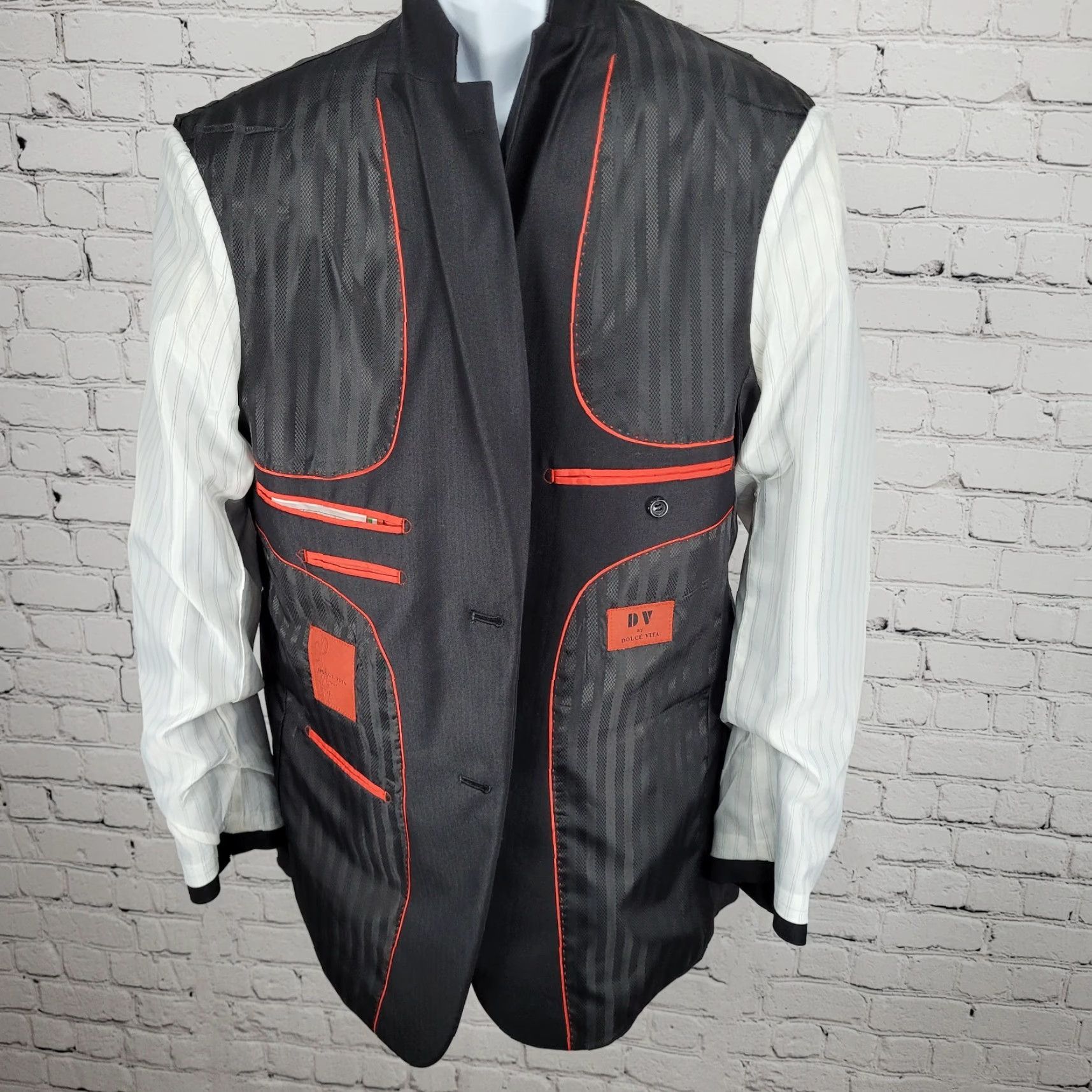 Dolce Vita Dolce Vita Blazer Men 2 Button Notch Double Vented Black 40R Blazer Sport Coat Regular Fit Size 40R - 5 Thumbnail