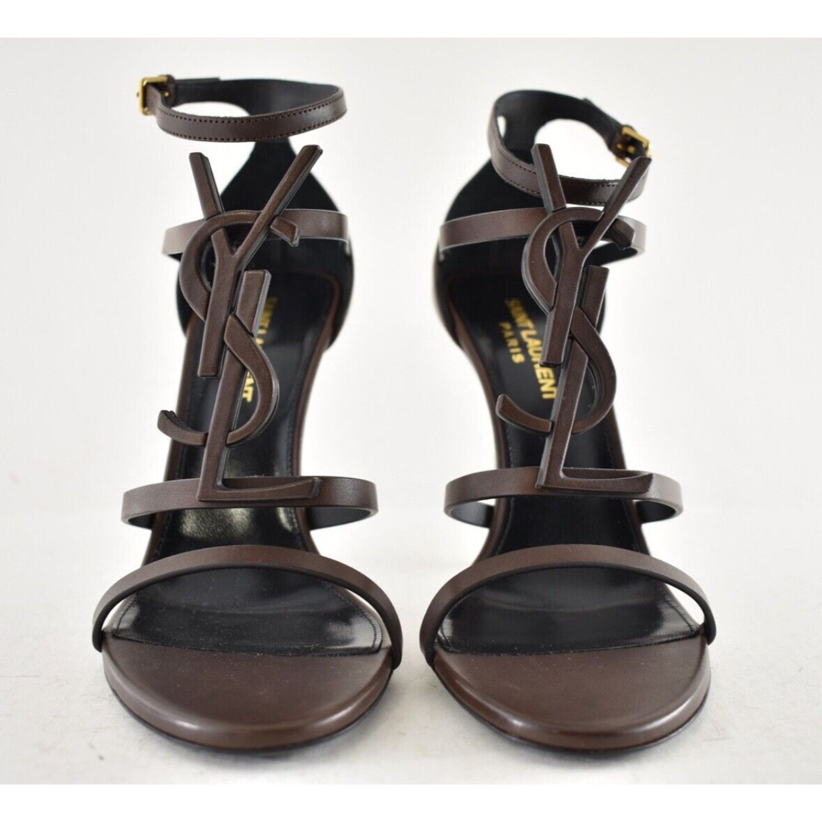 Yves Saint Laurent Saint Laurent Cassandra Tmoro Brown Leather YSL Logo Size US 7 / IT 37 - 9 Thumbnail
