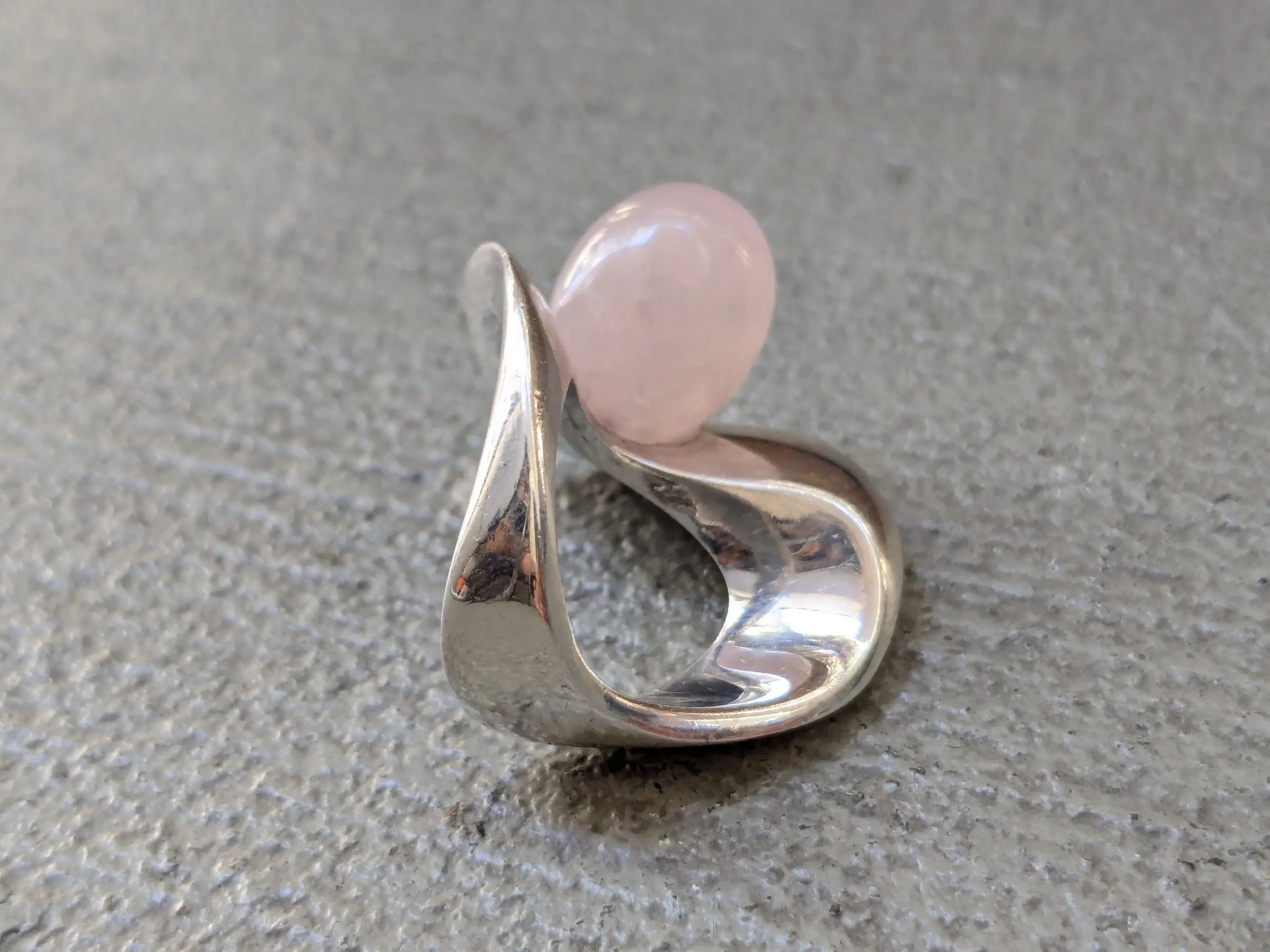 Jewelry Nuovegioie Sterling Silver Ring 6.5 Rose Quartz Abstract Size ONE SIZE - 3 Thumbnail