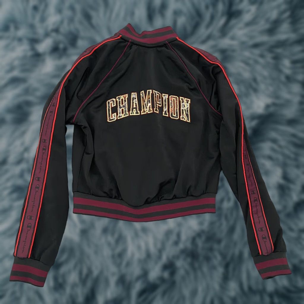 Champion Champion Jacket Womens Small Black Floral Full Zip Logo Track Ladies S Size S / US 4 / IT 40 - 1 Thumbnail