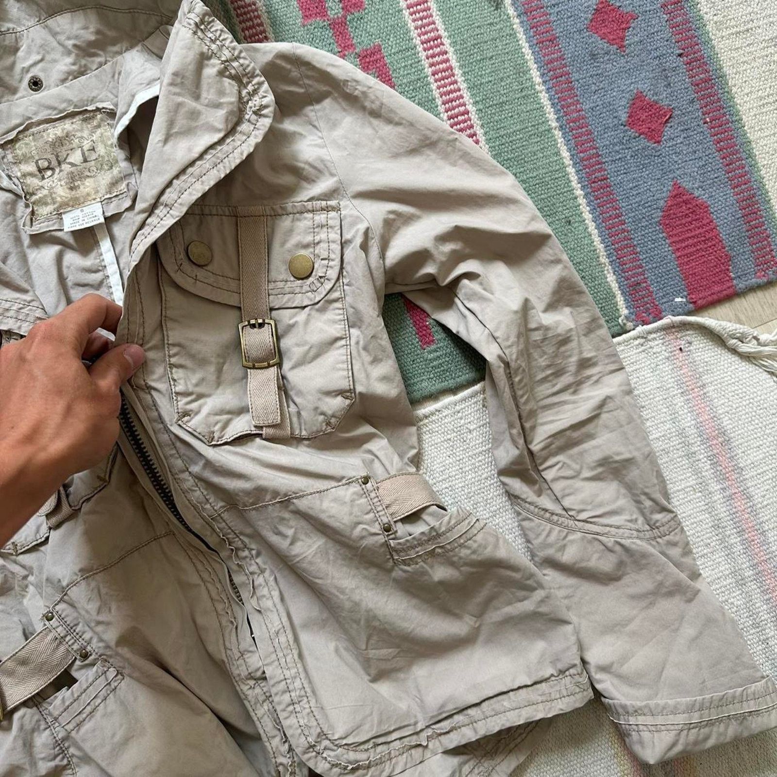 BKE × Vintage Vintage BKE Tan Utility Y2K Indie Glam Euro Button Jacket Size M / US 6-8 / IT 42-44 - 7 Thumbnail