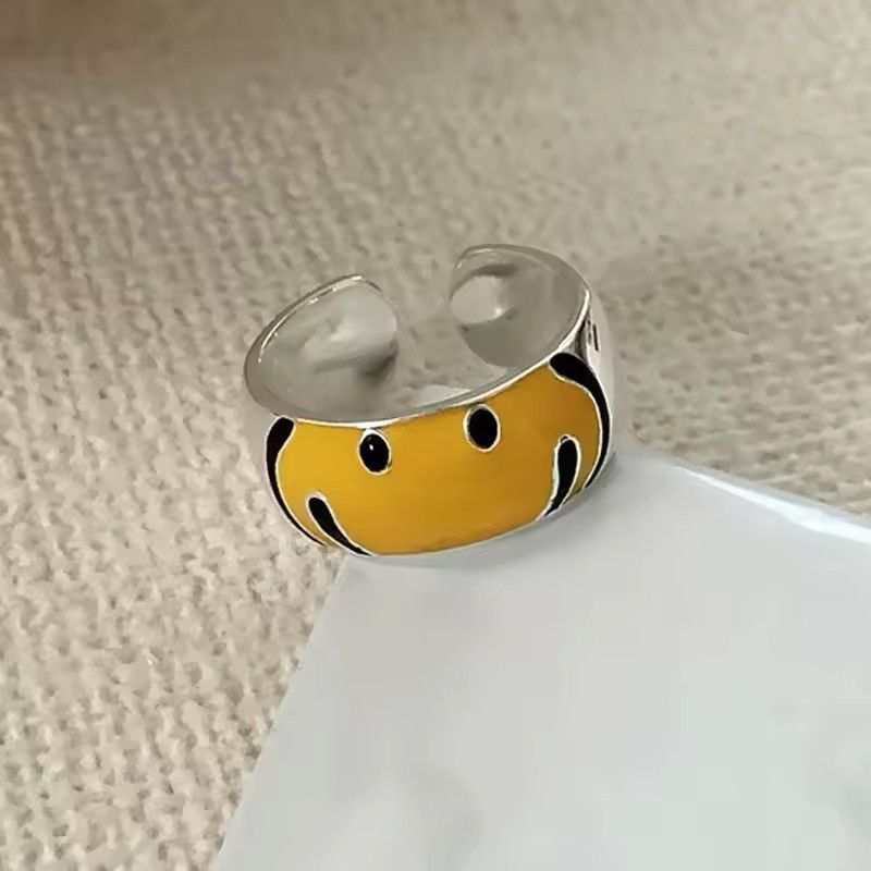 Jewelry × Vintage Smile Yellow Face Adjustable Ring Size ONE SIZE - 4 Thumbnail