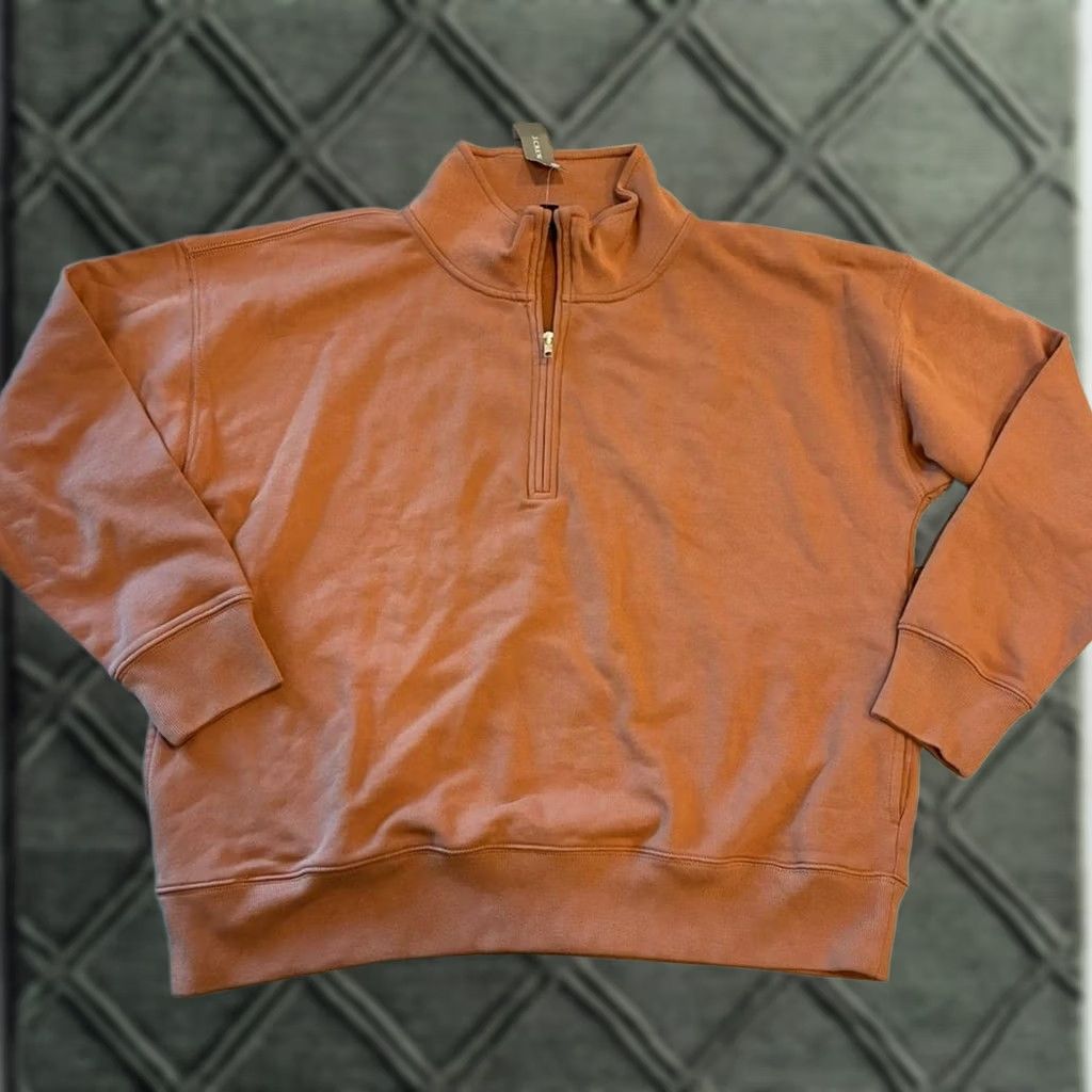 J.Crew NWT J. Crew Sweatshirt Women’s University Terry Half Zip Orange Size M Size M / US 6-8 / IT 42-44 - 1 Thumbnail