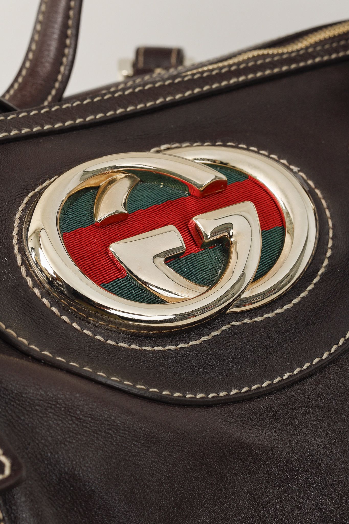 Gucci Gucci Britt Boston Web Brown-Leather Bag Size ONE SIZE - 9 Thumbnail