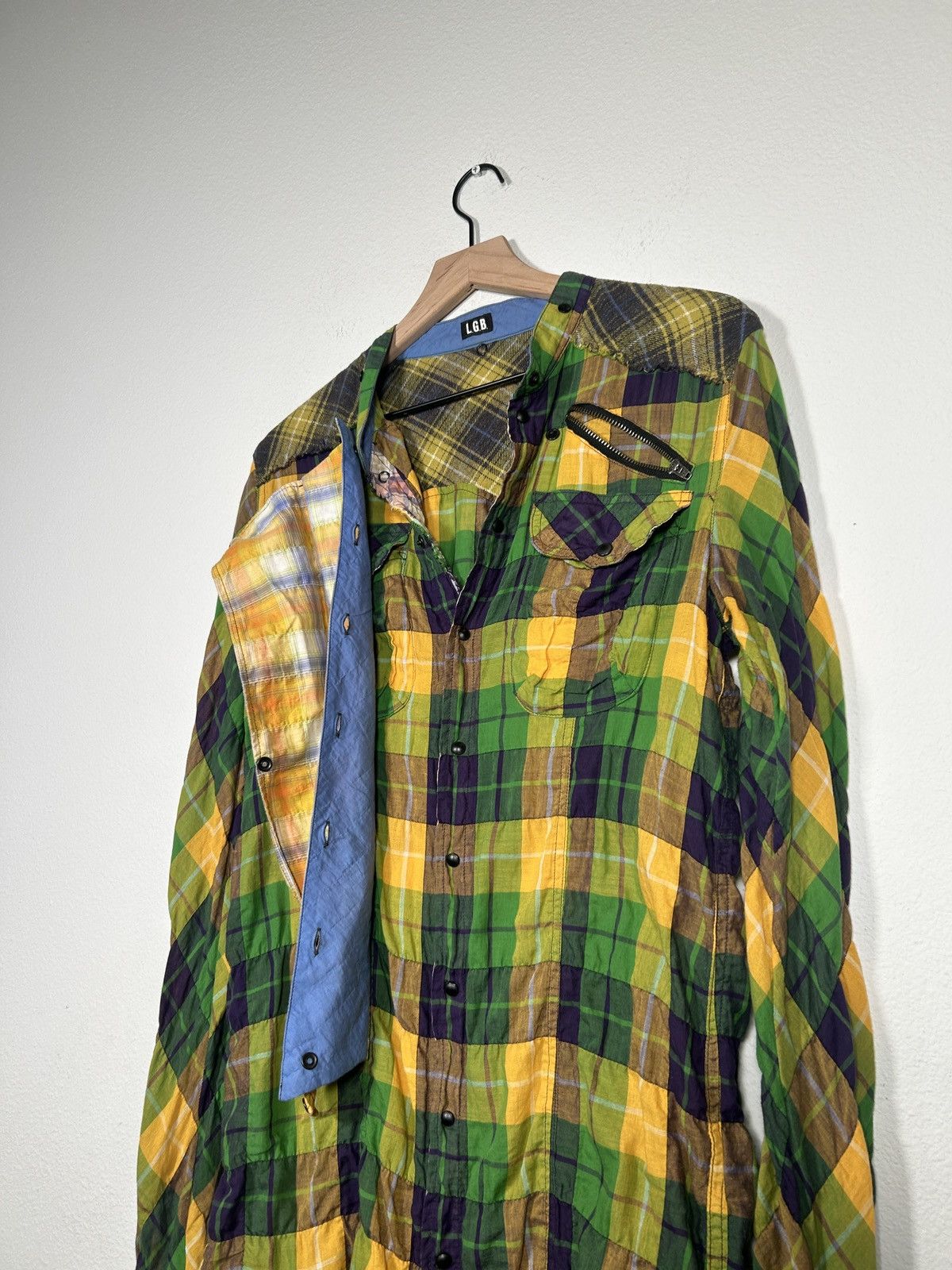 Le Grande Bleu (L.G.B.) 00’s ‘SHADOW PLAID’ Reversible Collar Flannel button up Size US M / EU 48-50 / 2 - 5 Thumbnail
