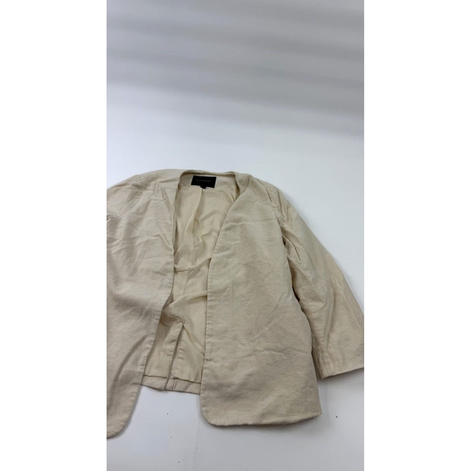 Banana Republic Banana Republic Blazer Womens 8 Beige Linen Blend Open Front Lined Casual Jacket Size M / US 6-8 / IT 42-44 - 3 Thumbnail