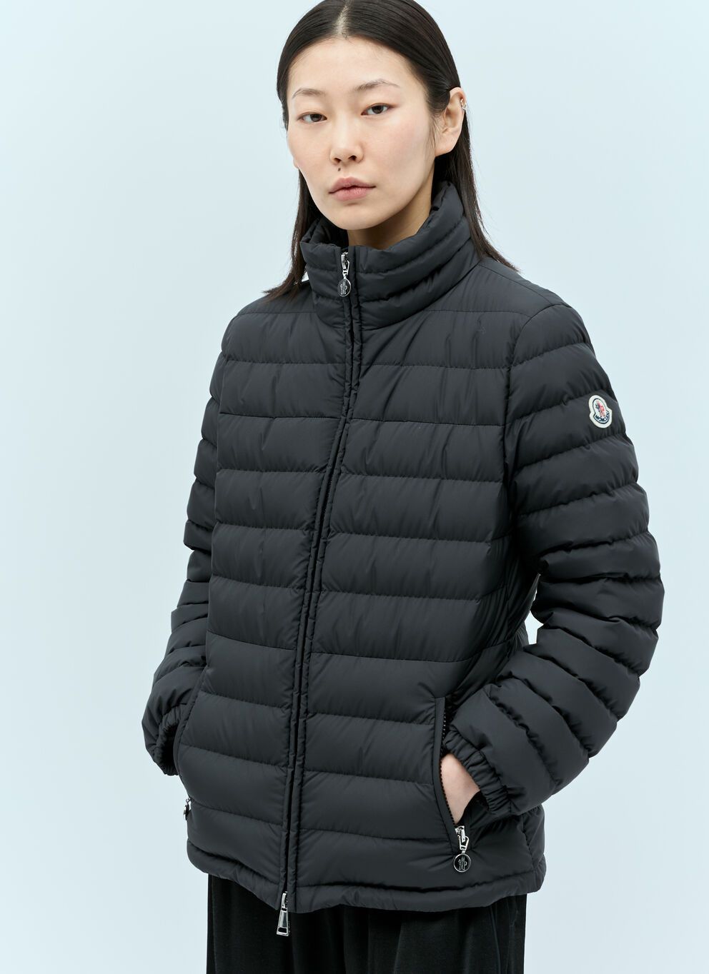 image of Moncler Abderos Short Down Jacket in Black, Women's (Size XL)