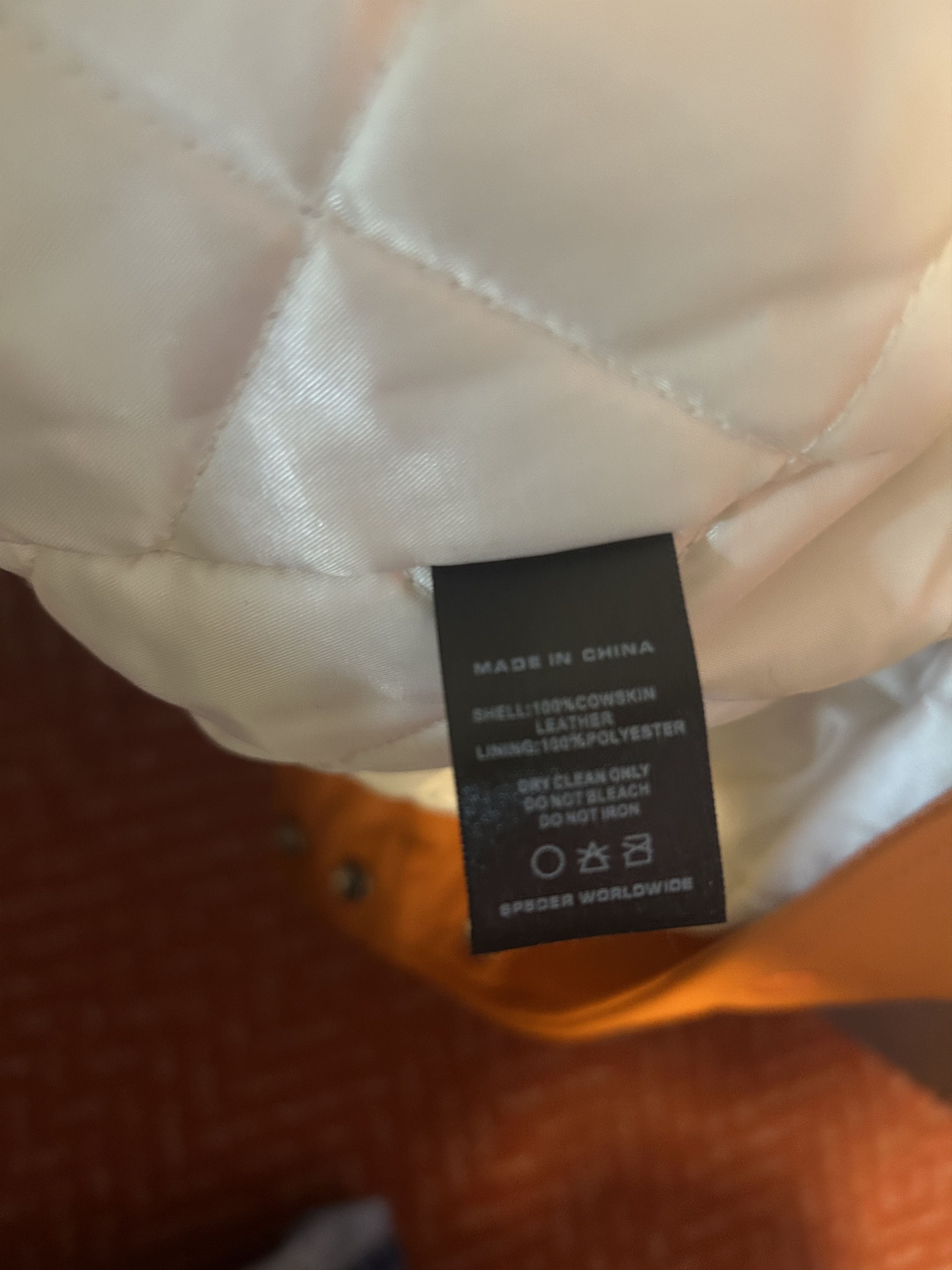 Sp5der Sp5der orange and white leather jacket Size US XL / EU 56 / 4 - 5 Thumbnail