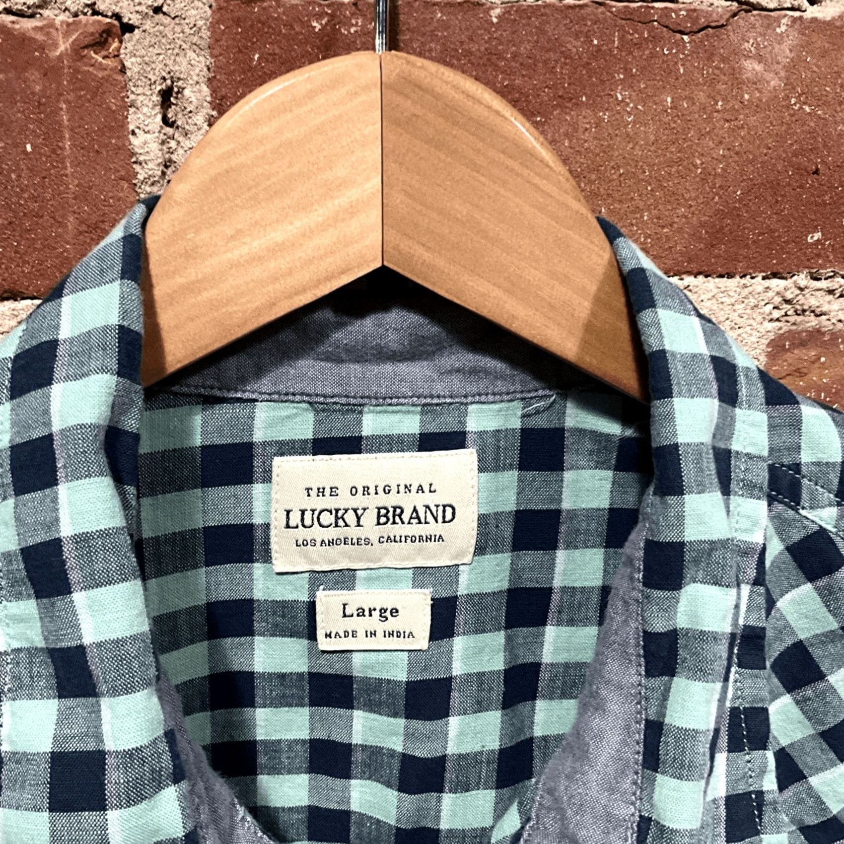 Lucky Brand Lucky Brand Shirt Mens Large Green Blue Plaid Pearl Snap Long Sleeve Cowboy Casual Button-Up Size US L / EU 52-54 / 3 - 2 Thumbnail