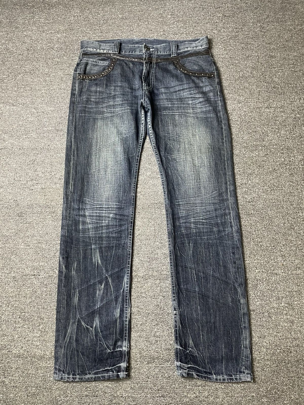 Japanese Brand × Vintage Vintage ORIRIN Brand Distressed Punk Jeans (112) Size US 35 - 1 Thumbnail
