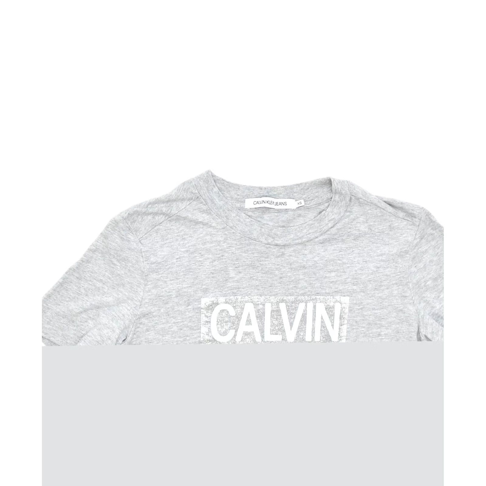 Calvin Klein CALVIN KLEIN Womens T-Shirt Top XS Grey Cotton Graphic Size XS / US 0-2 / IT 36-38 - 3 Thumbnail