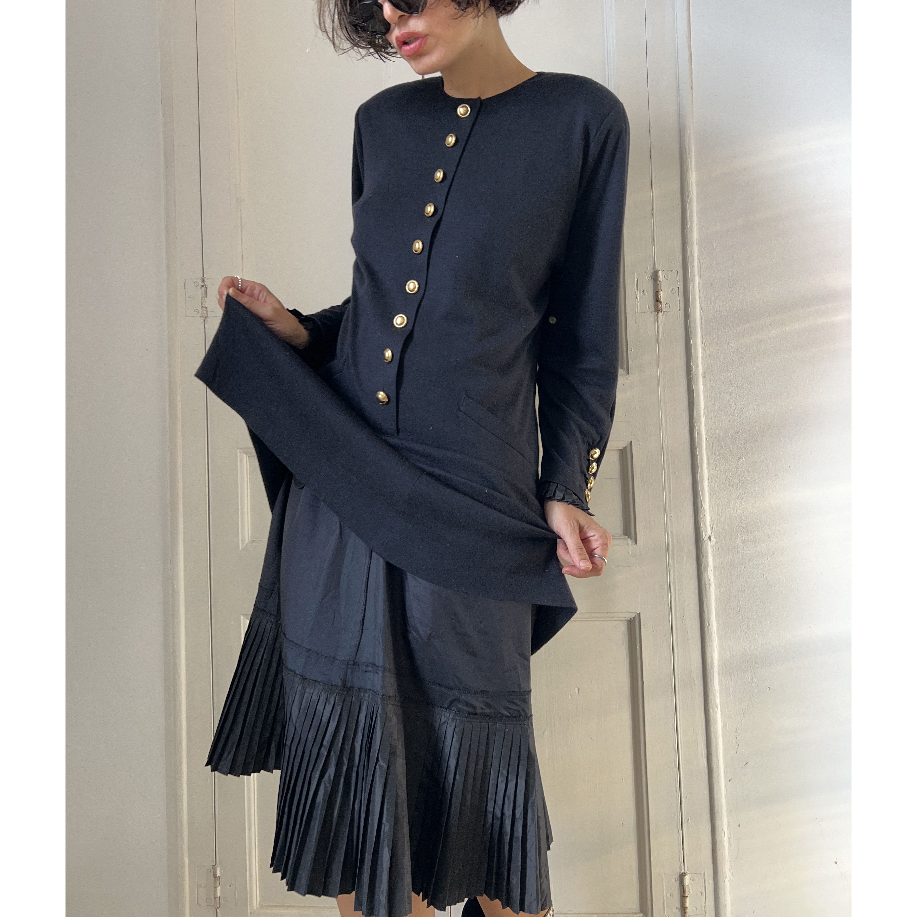 Vintage Vintage 80s Wool Silk Midi Dress Size M / US 6-8 / IT 42-44 - 7 Thumbnail