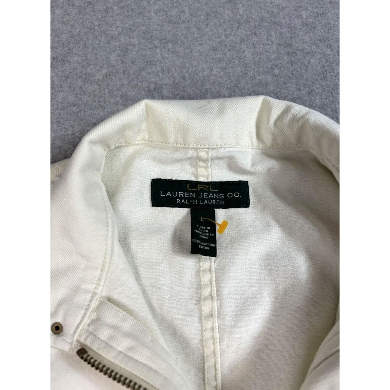 Ralph Lauren Lauren Ralph Lauren Jacket Womens Large White Belted Utility Boho 90s Denim Cotton Pockets Jacket Coat Size L / US 10 / IT 46 - 3 Thumbnail