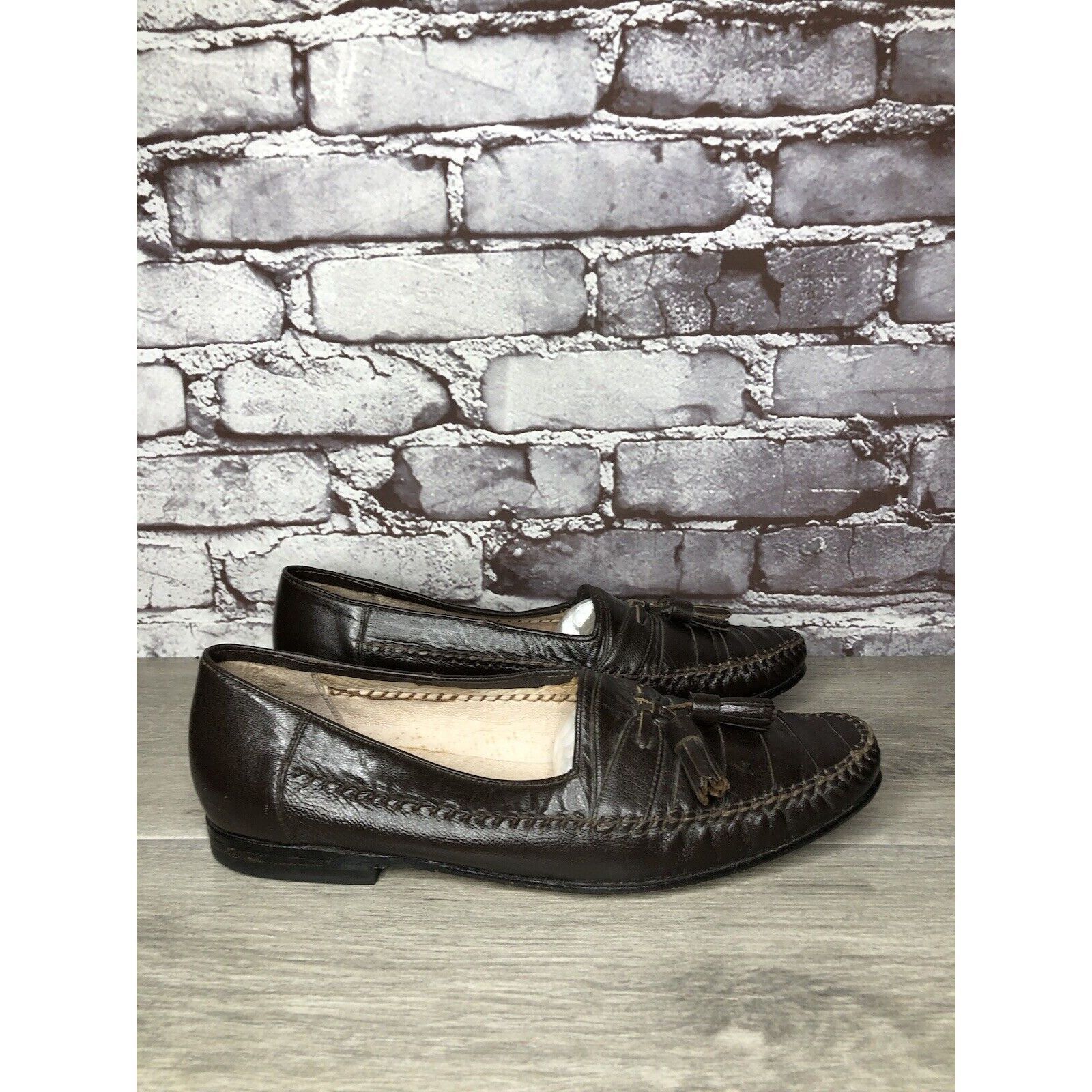 Other Andre Verger Brown Leather Tassel Loafers Handsewn Shoes Men Size US 8 / EU 41 - 24 Thumbnail