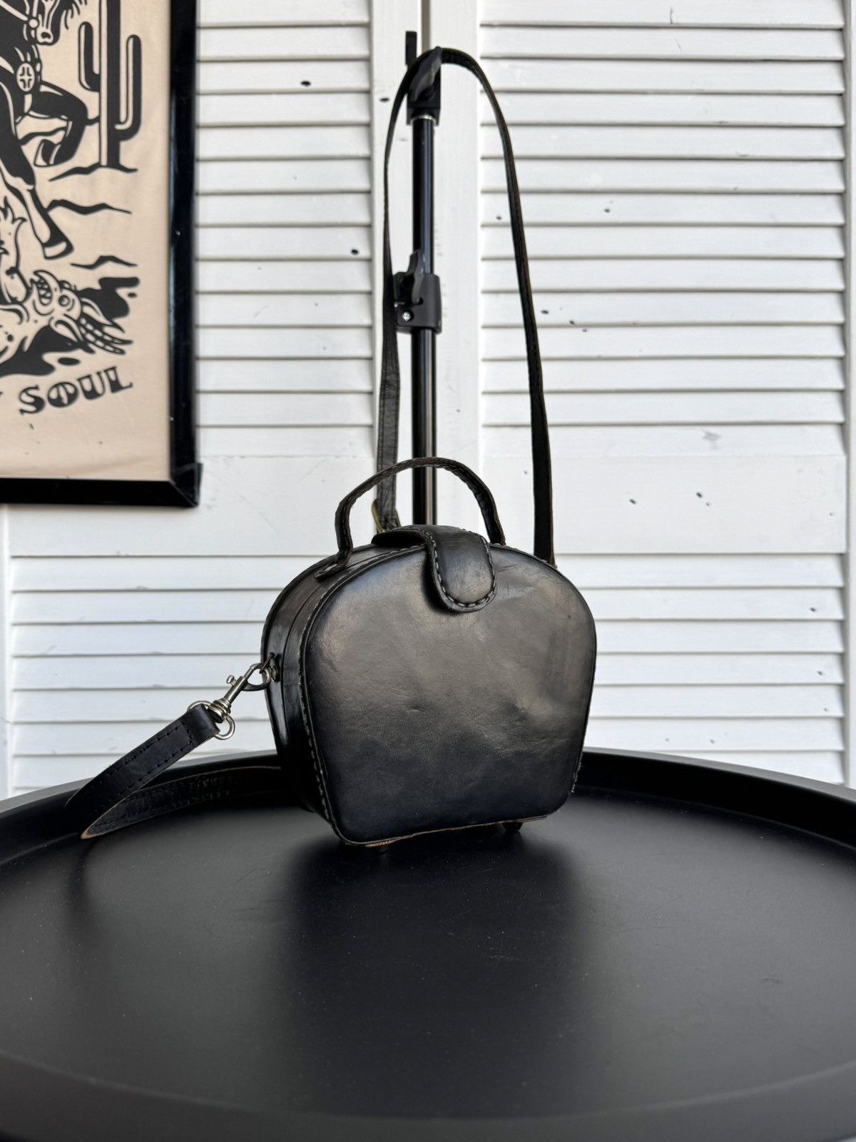 Vintage Vintage Handcrafted Leather Mini Bag Hard Shell Artisan Made Size ONE SIZE - 8 Thumbnail