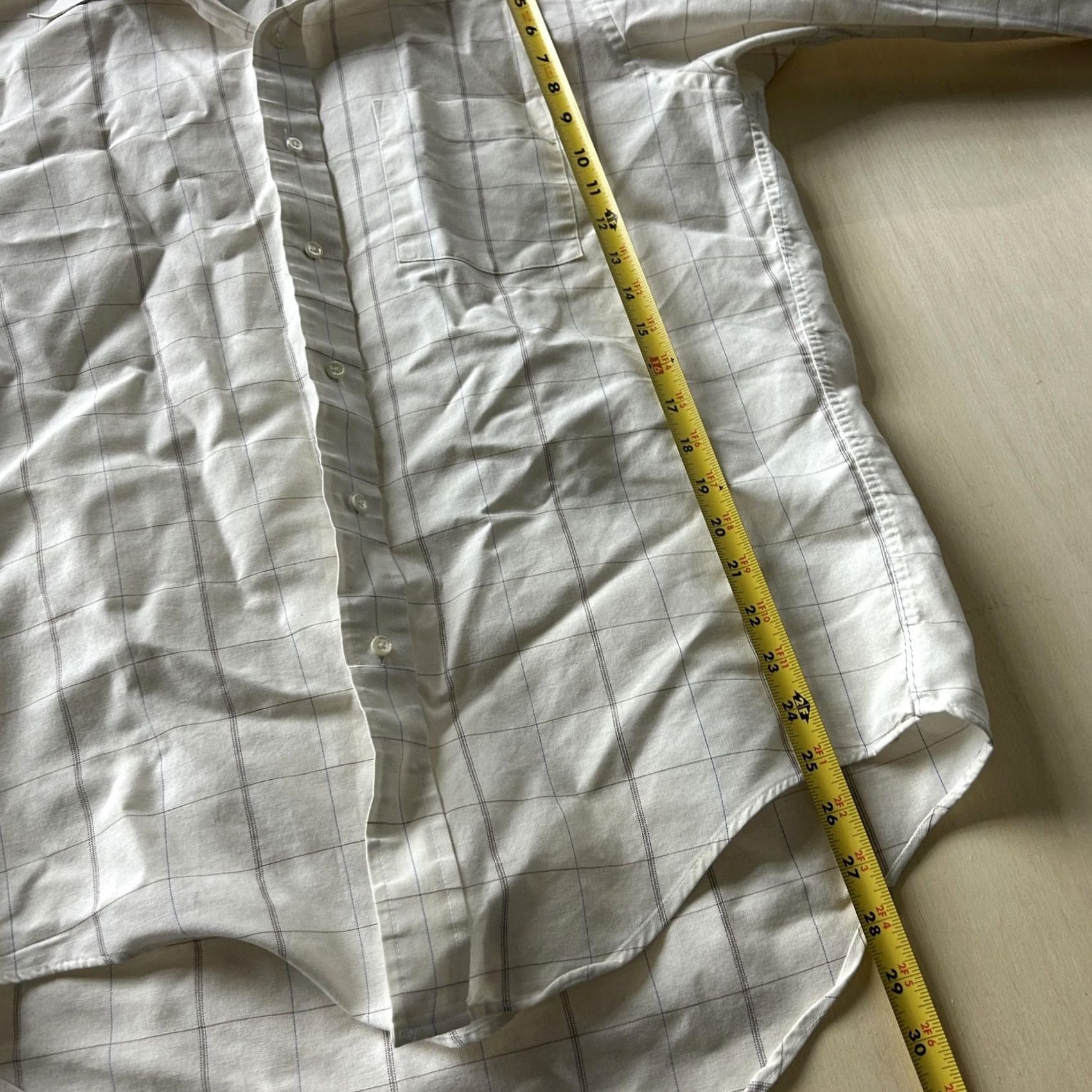 Vintage Oakton Ltd Dress Shirt Mens 16.5 Regular White Check Long Sleeve Button Front Size 46R - 4 Thumbnail