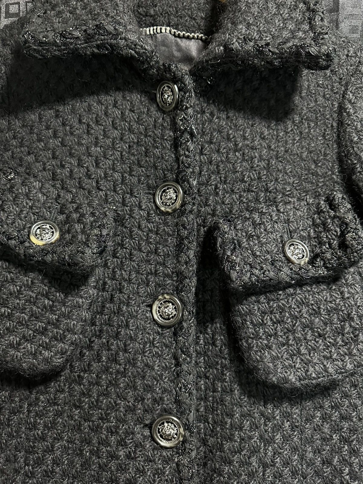 Chanel Chanel black long coat tweed jacket Size XXS / US 00 / IT 34 - 4 Thumbnail