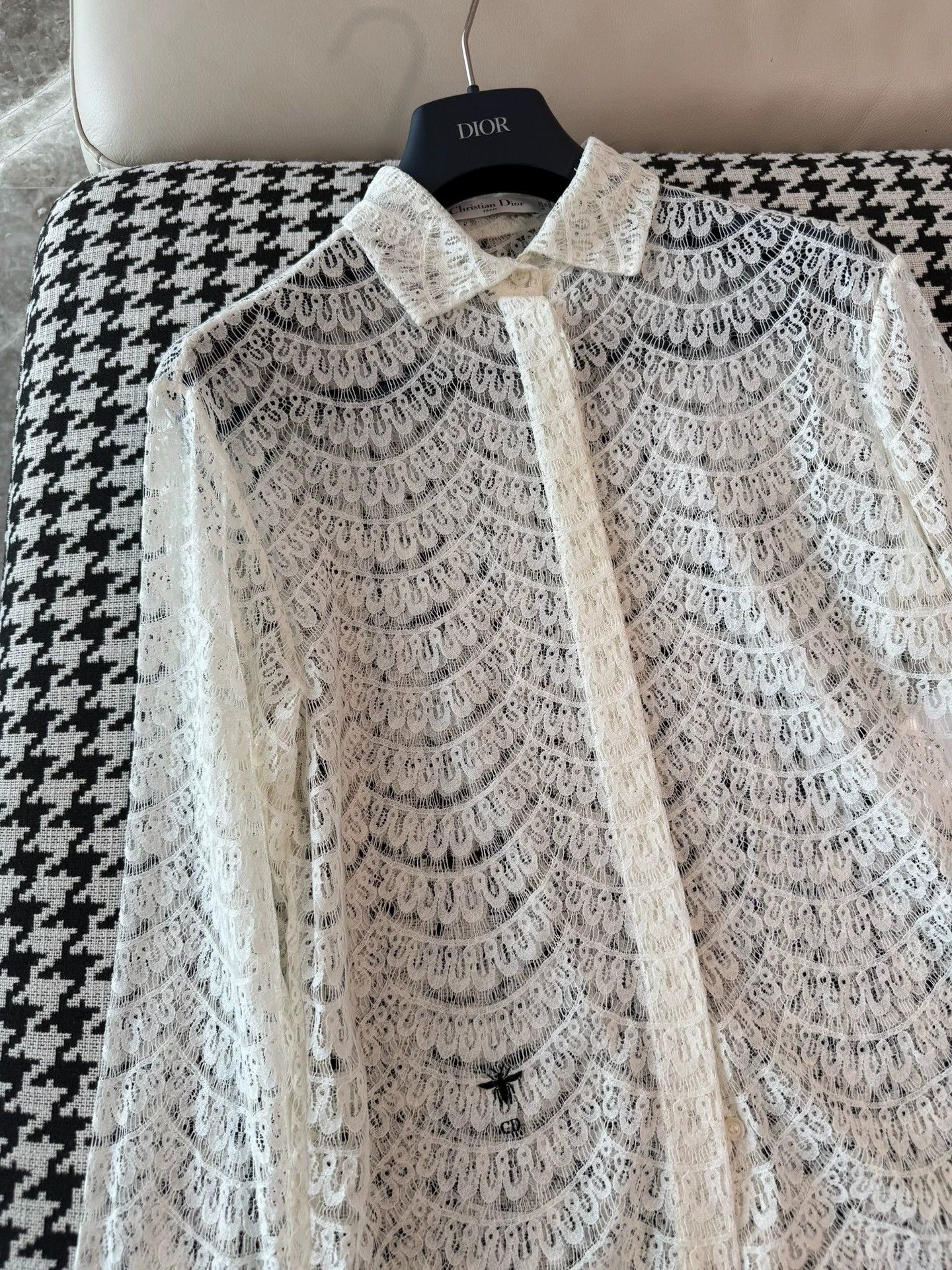 Dior Dior Lace Cutout Blouse 34 (Mint) Size XS / US 0-2 / IT 36-38 - 7 Thumbnail