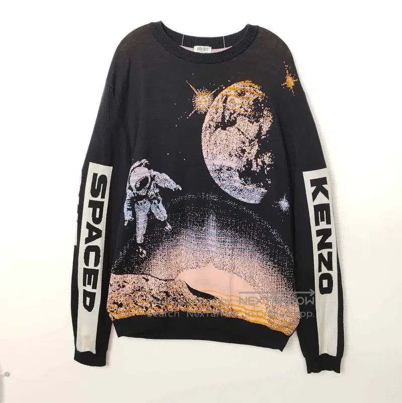 Kenzo KENZO Black Wool Pullover with Space Design . Size US L / EU 52-54 / 3 - 1 Thumbnail