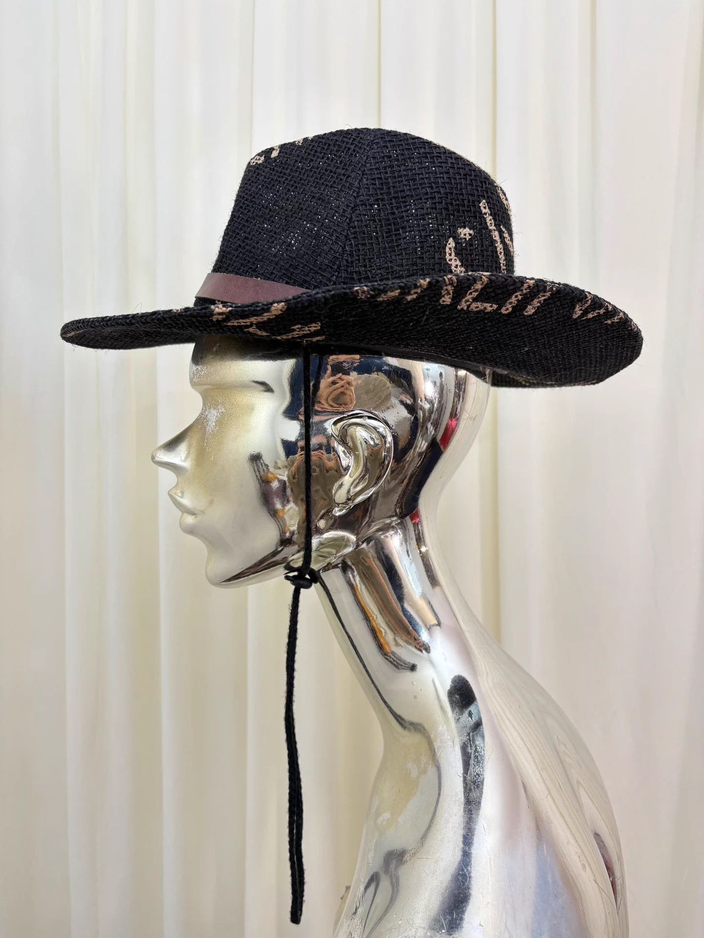 Other d.i.a gal Letter Print Fur Trimmed Woven Hat Size ONE SIZE - 2 Thumbnail
