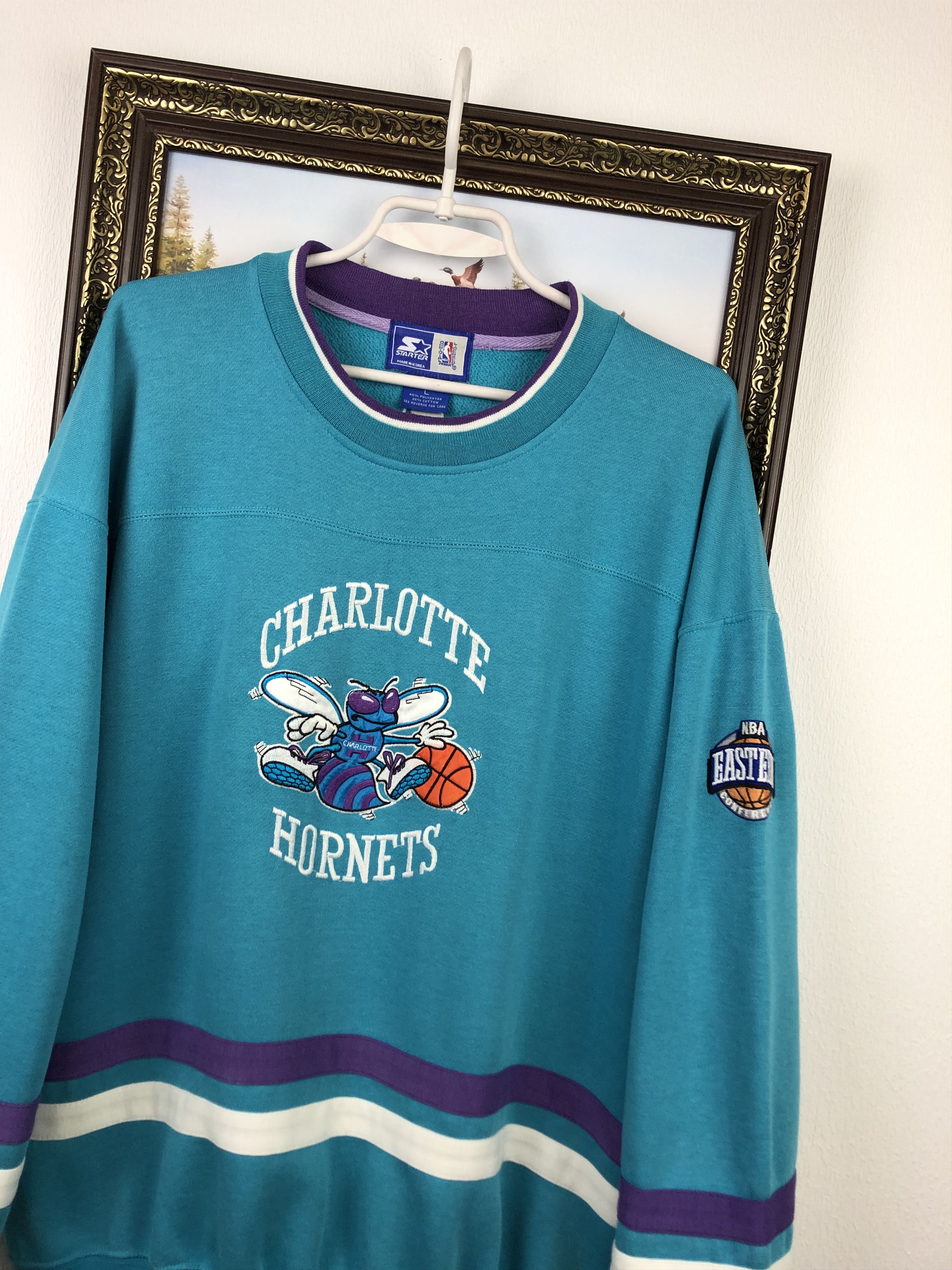 NBA Vintage Charlotte Hornets Crewneck Sweatshirt Johnson Size US L / EU 52-54 / 3 - 4 Thumbnail