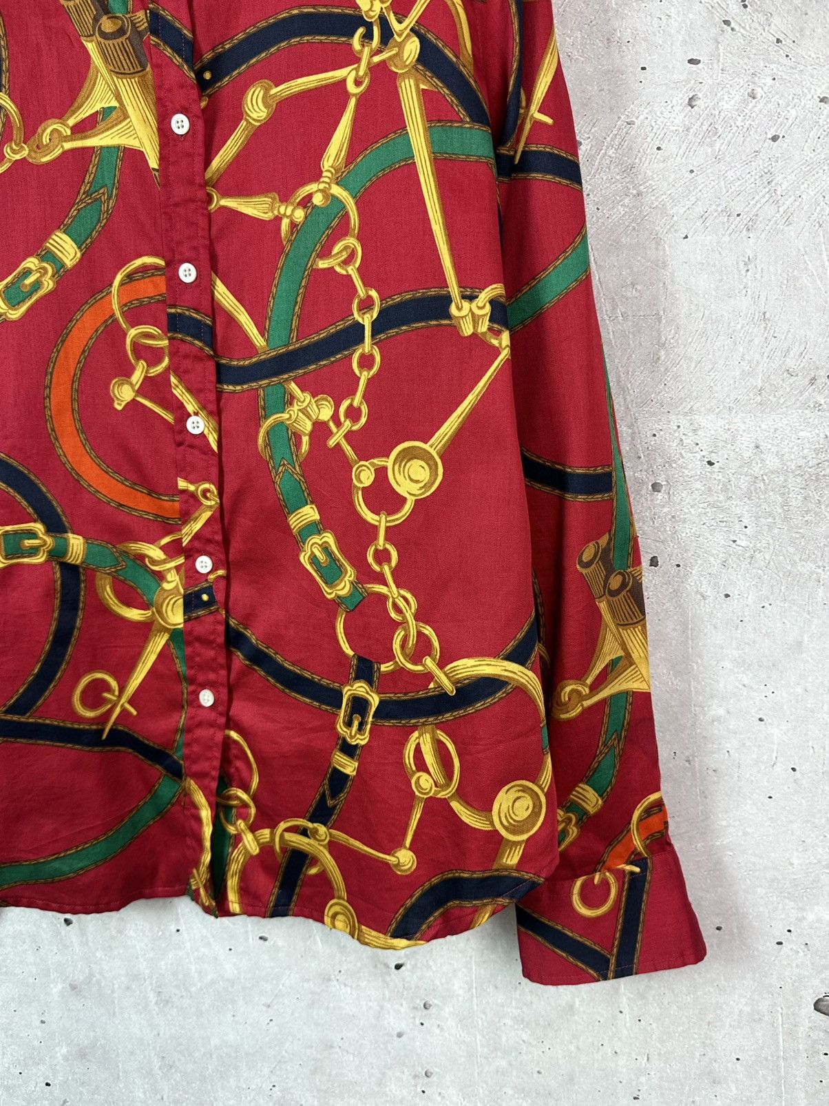 Polo Ralph Lauren Vintage Polo Ralph Lauren Chain-Print Red Long Sleeve Shirt Size S / US 4 / IT 40 - 5 Thumbnail