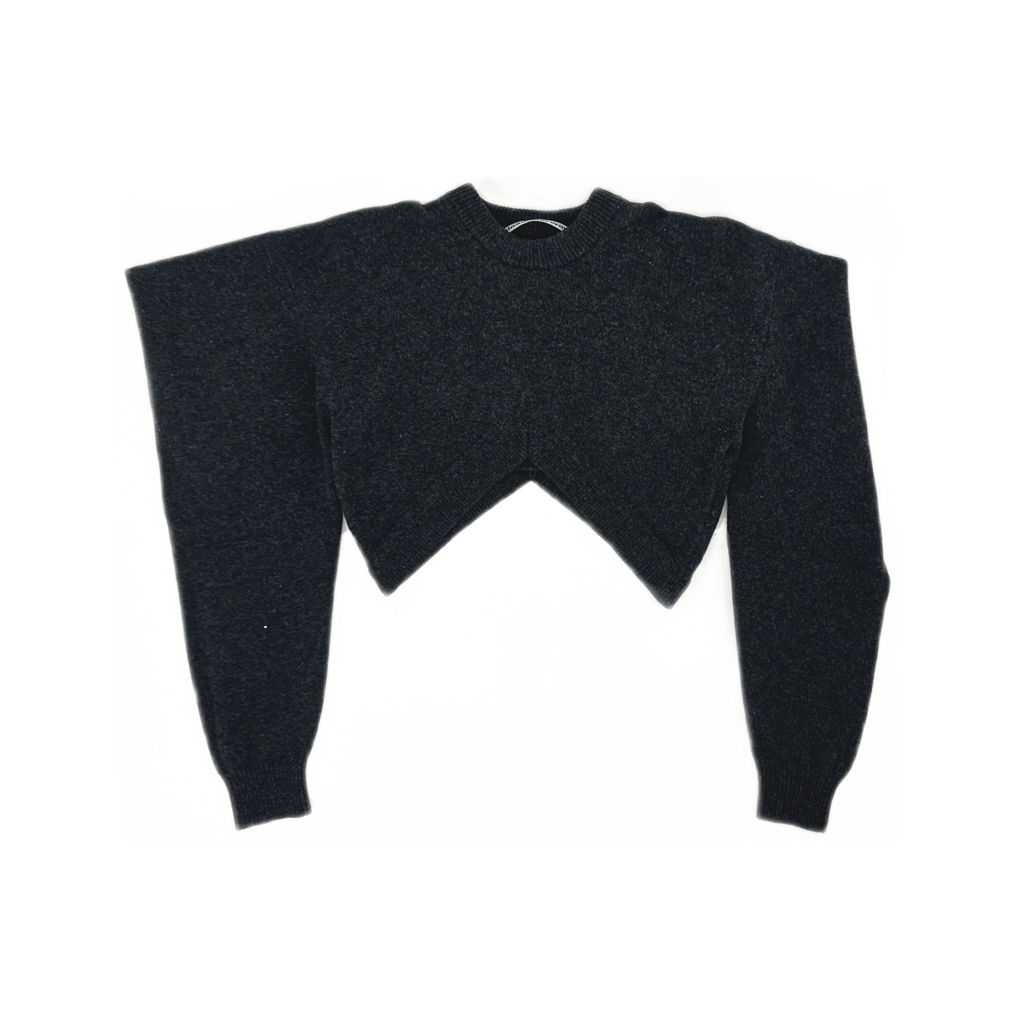 Alexander Wang Alexander Wang Charcoal Wool Inverted V-Neck Sweater Size S Size S / US 4 / IT 40 - 1 Thumbnail